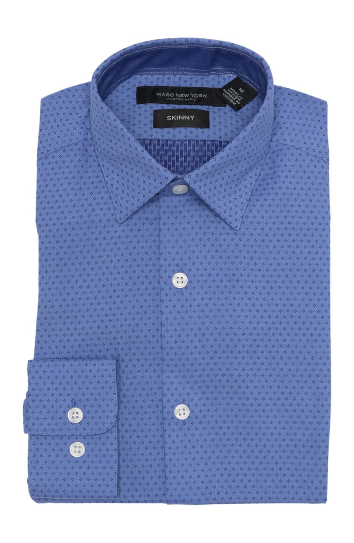 Синяя тканая классическая рубашка с микропринтом Andrew Marc