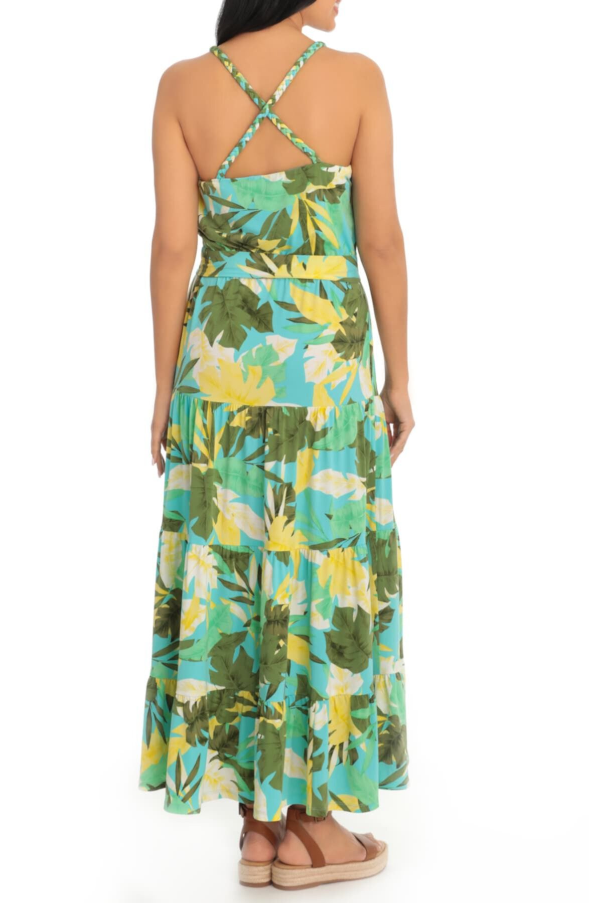 Многослойное макси-платье с тропическим принтом Bali London Times