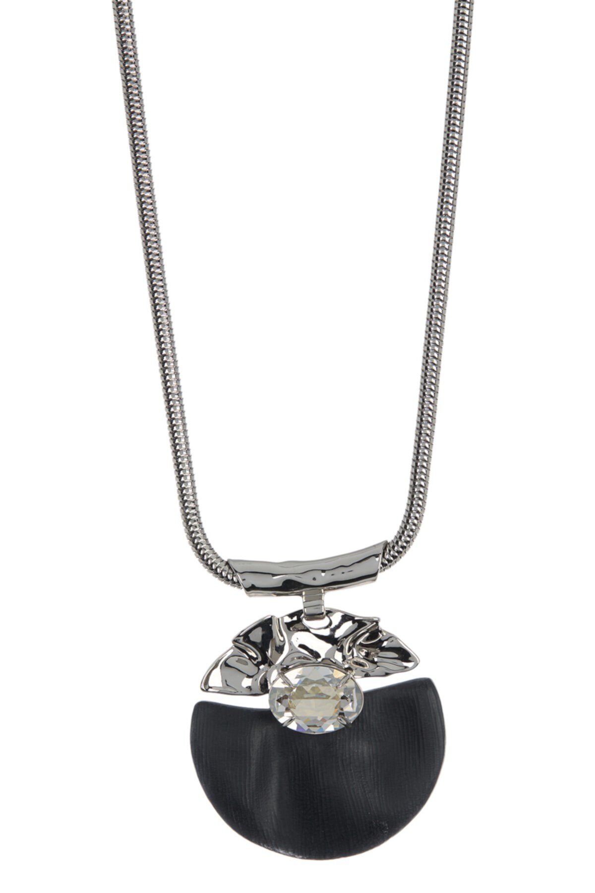 Ожерелье с подвеской в виде мятого диска с родиевым покрытием Alexis Bittar