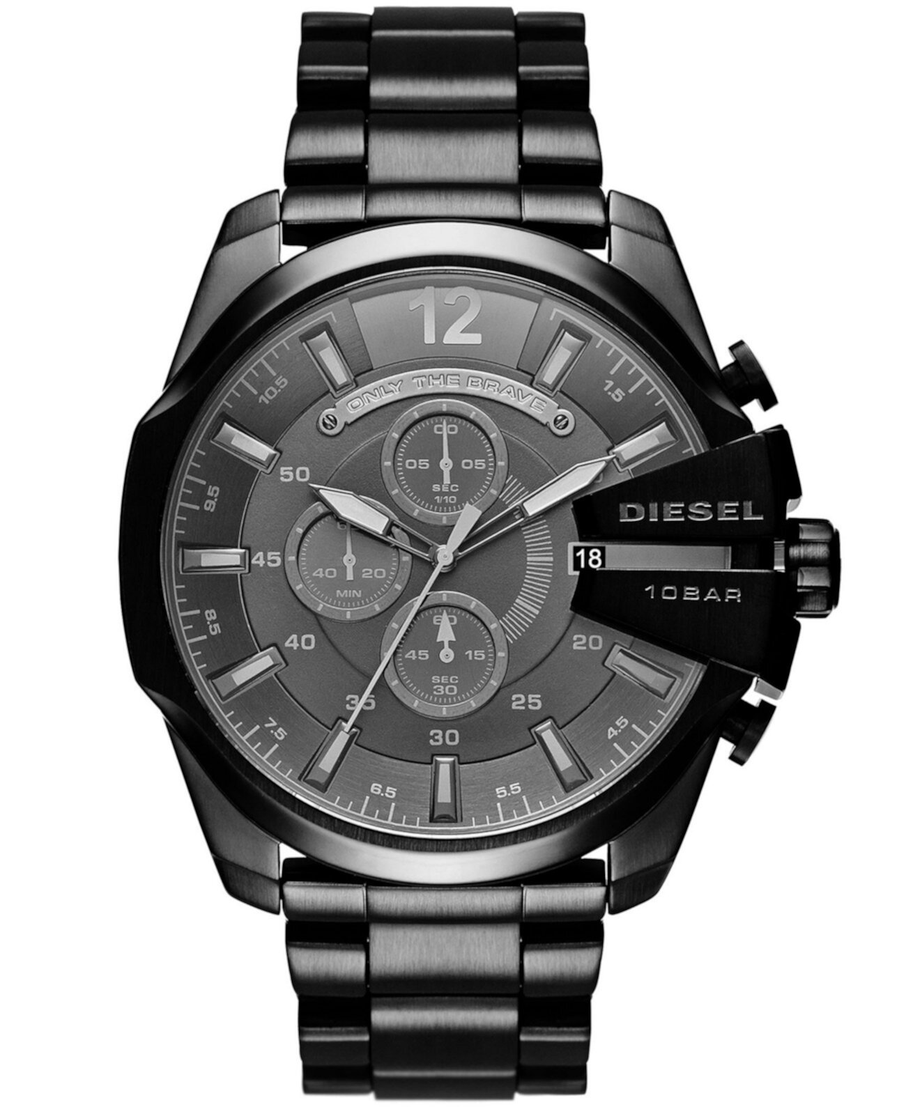 Мужские наручные часы Mega Chief Chronograph из нержавеющей стали с металлическим браслетом 51 мм Diesel