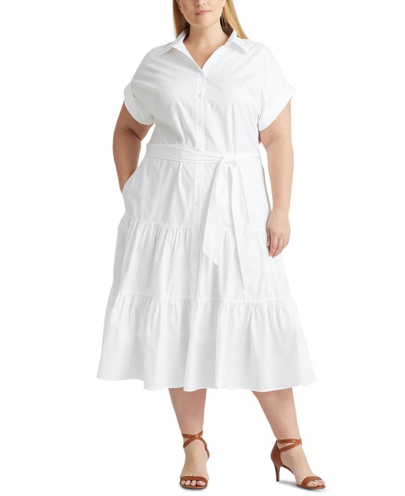 Платье-рубашка большого размера с пышной юбкой Ralph Lauren