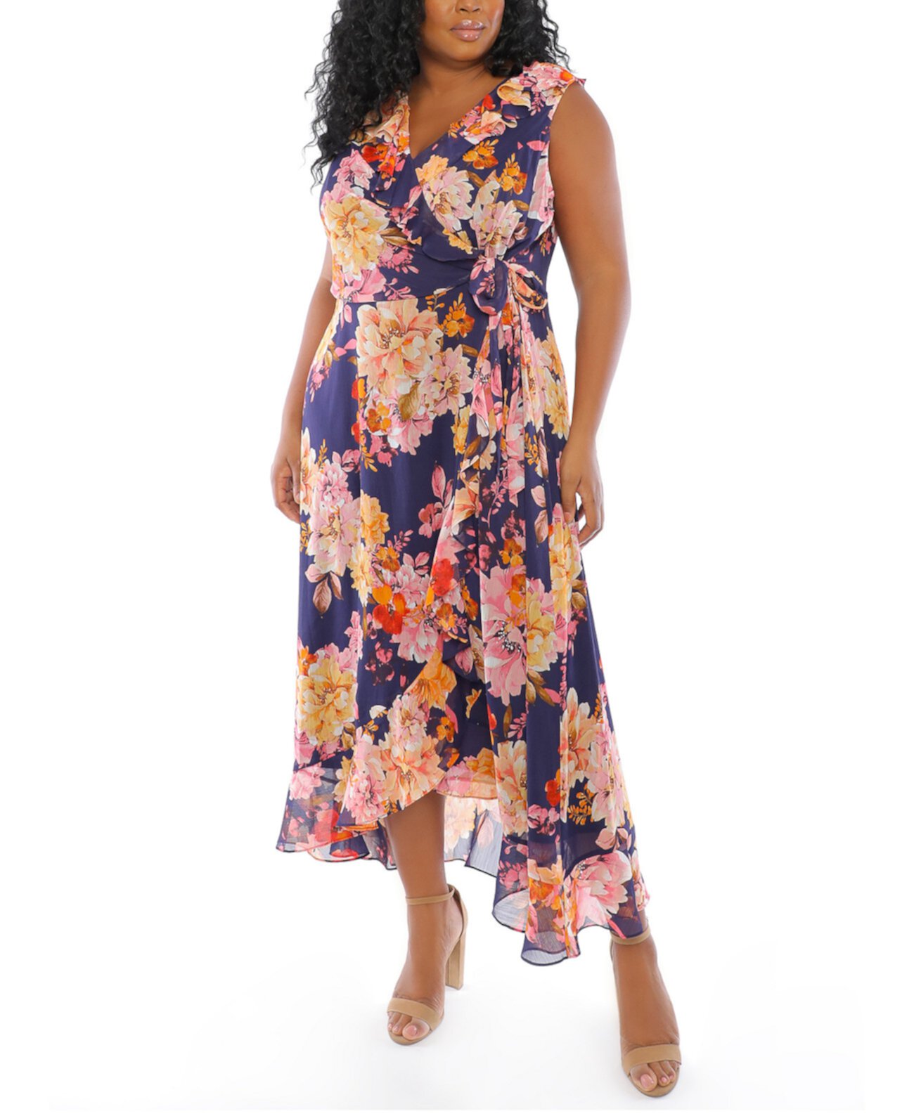 Макси-платье больших размеров с цветочным принтом London Times