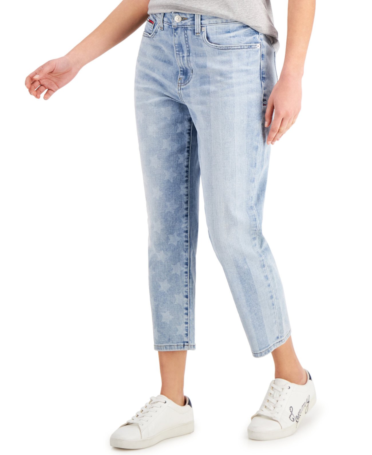 Укороченные джинсы со звездами и полосками Tommy Jeans
