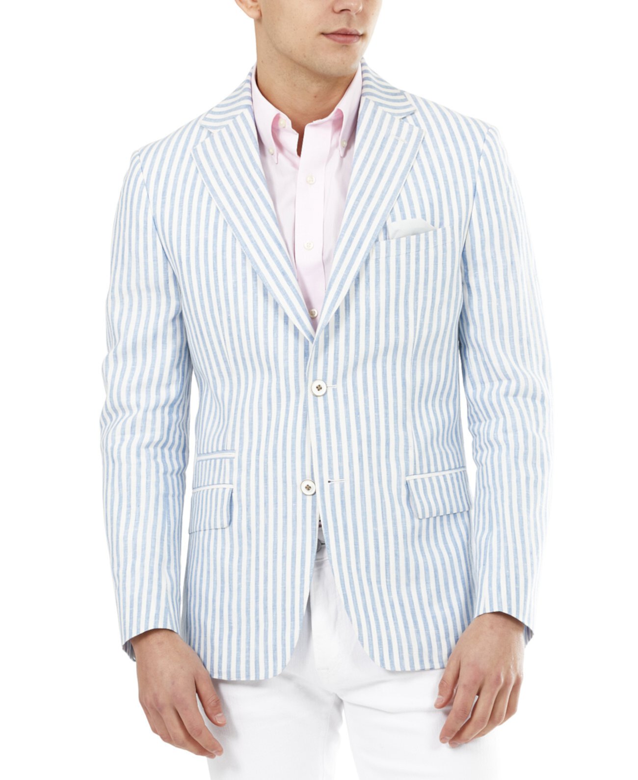 Мужской приталенный пиджак в синюю полоску Tallia