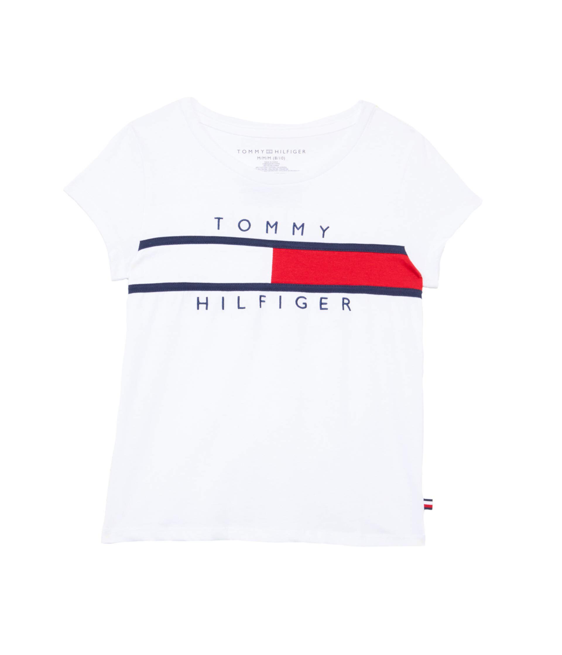 Футболка Tommy Hilfiger Для девочек Pieced Flag Tee (Большие дети) Tommy Hilfiger Kids