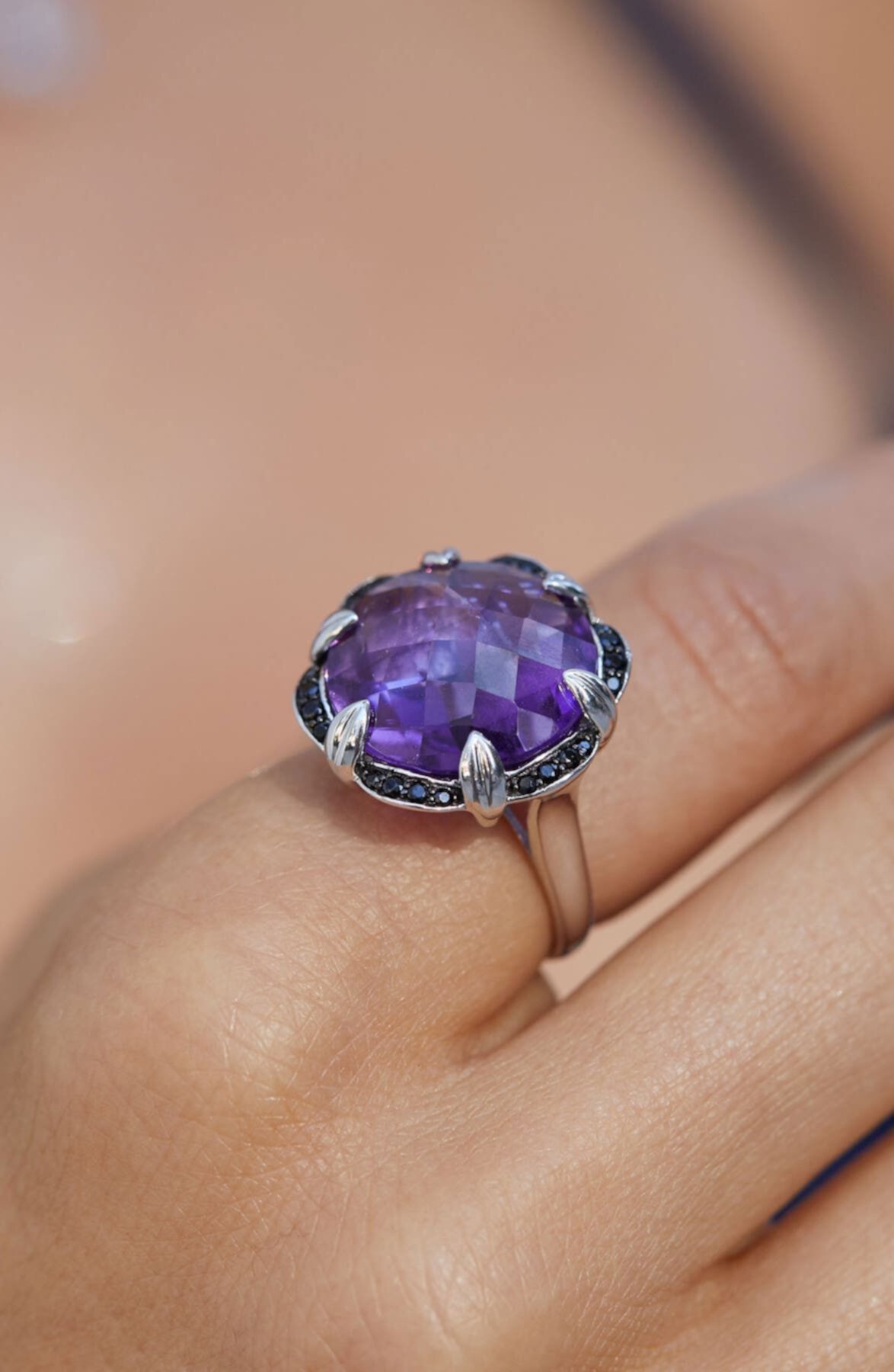 Серебряное кольцо с аметистом и бриолетом Savvy Cie