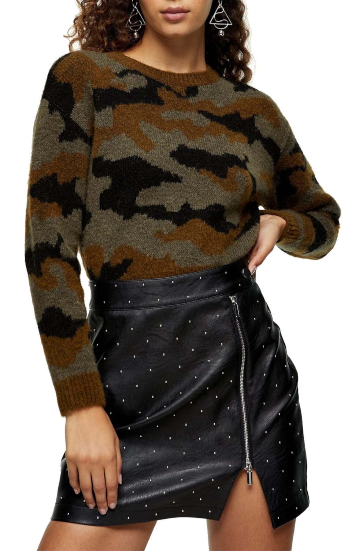 Camouflage Crewneck Sweater TOPSHOP