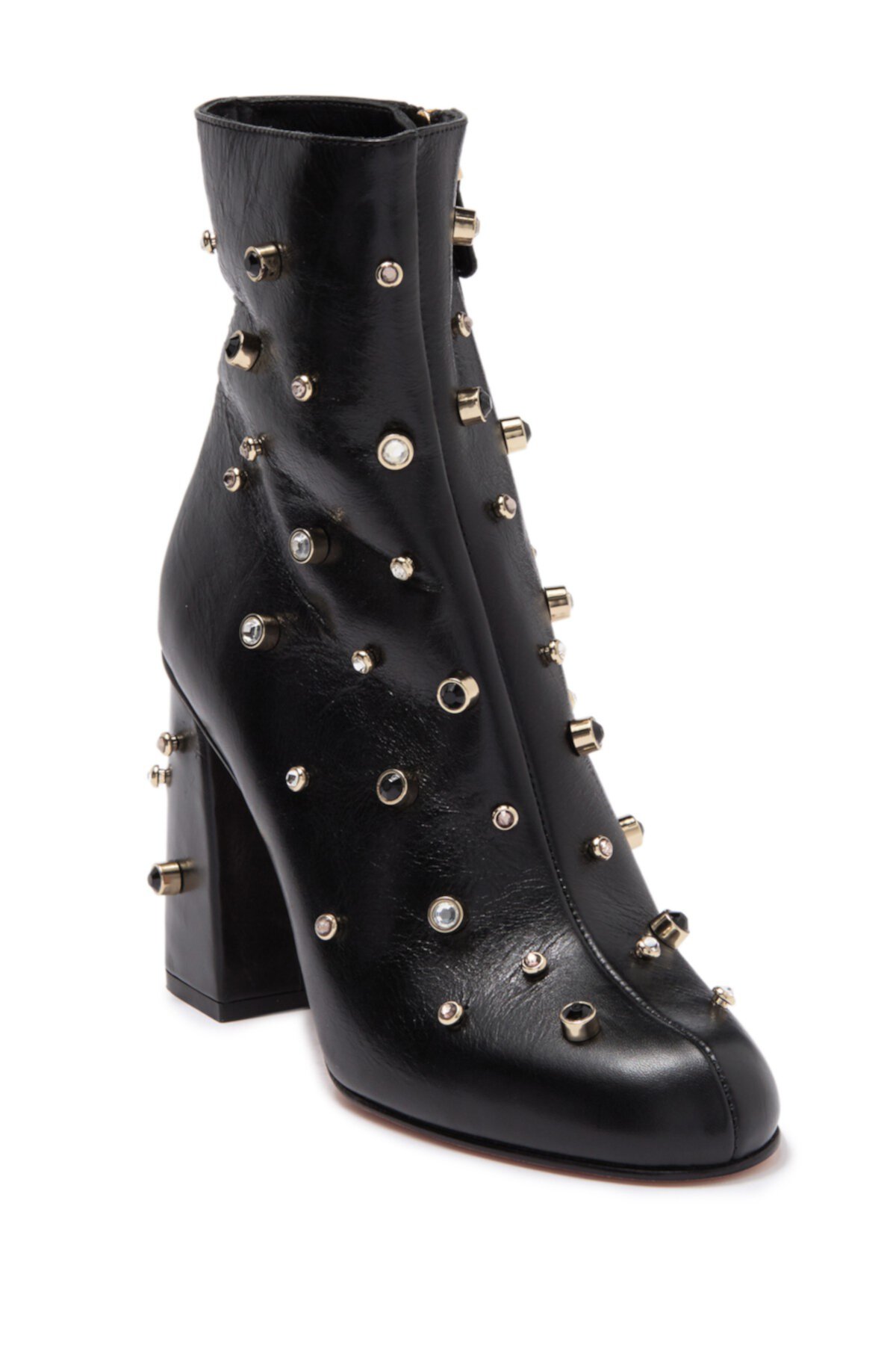 Embellished Leather Block Heel Bootie RED VALENTINO