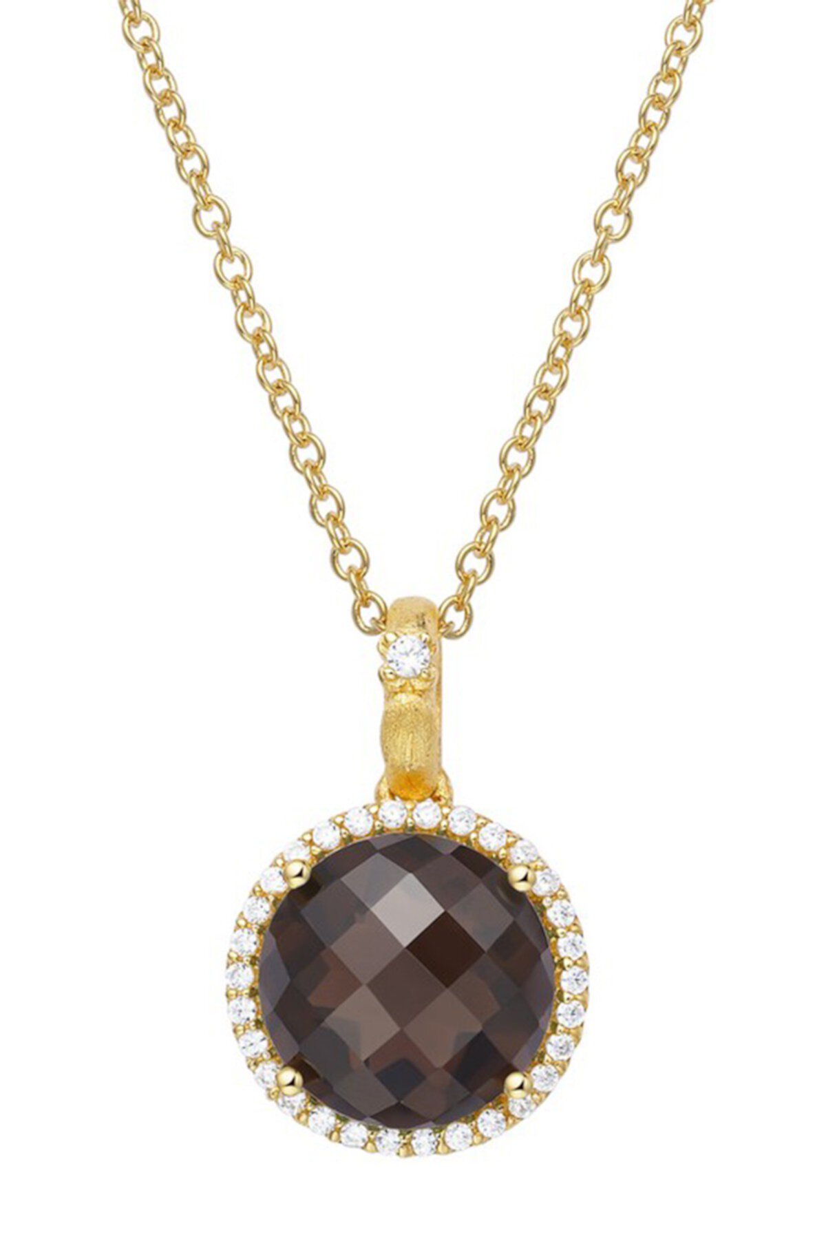 Позолоченное серебряное ожерелье-цепочка с имитацией бриллианта круглой огранки LaFonn