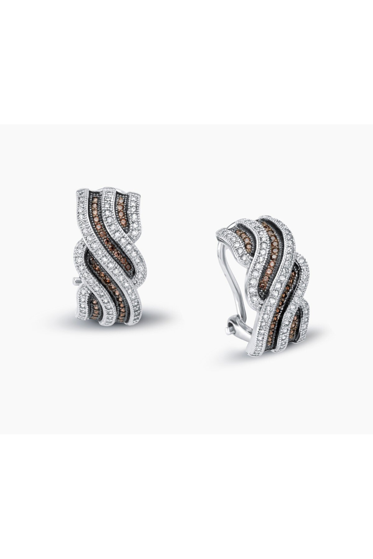 Серьги из стерлингового серебра с платиновым покрытием и паве с имитацией бриллианта в виде волны шоколада LaFonn