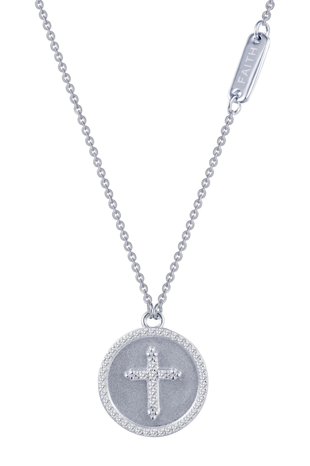 Серебряное колье Sentimedals с имитацией креста и бриллиантом LaFonn