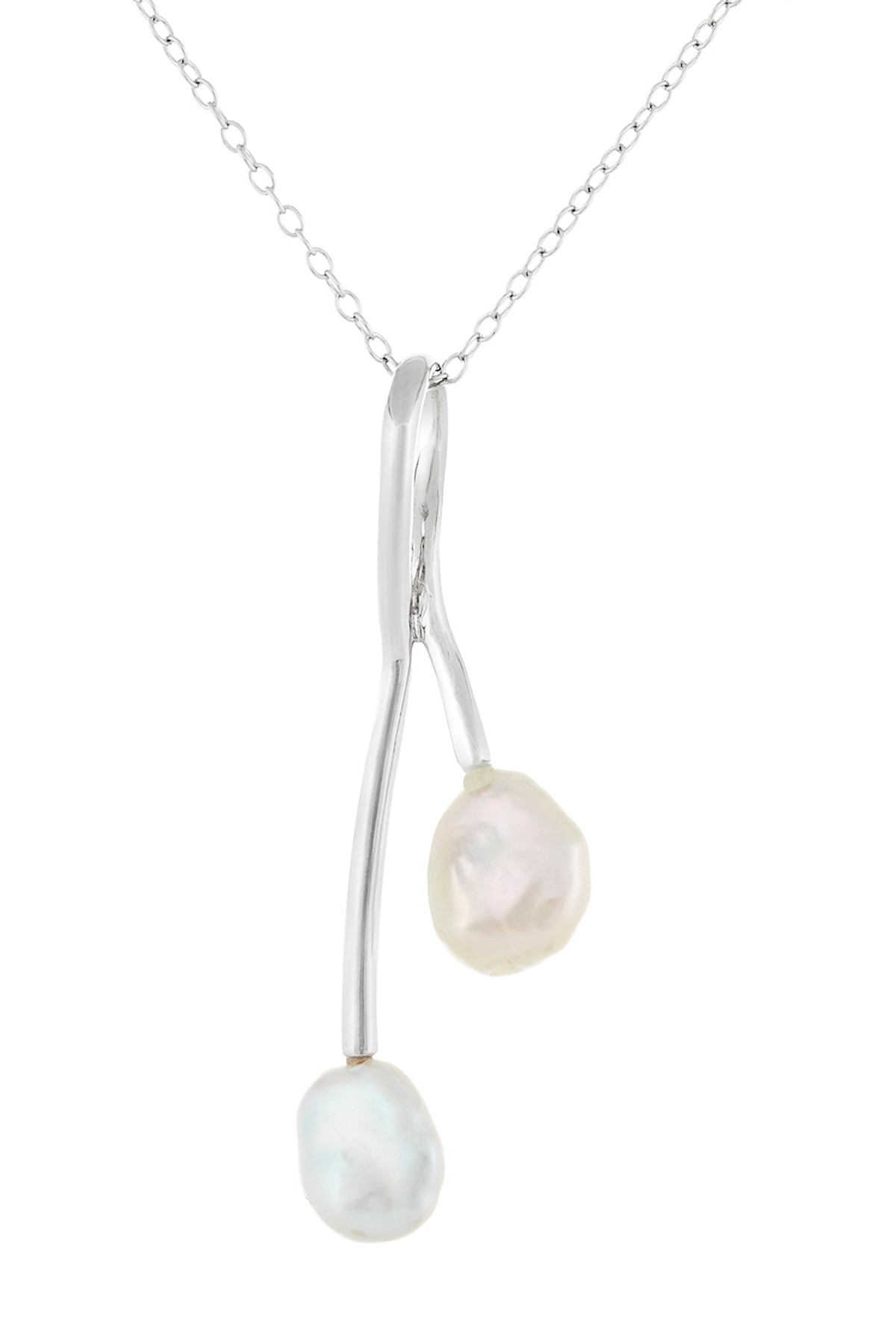Ожерелье с подвеской из белого пресноводного жемчуга Кеши из стерлингового серебра 9-9,5 мм Splendid Pearls