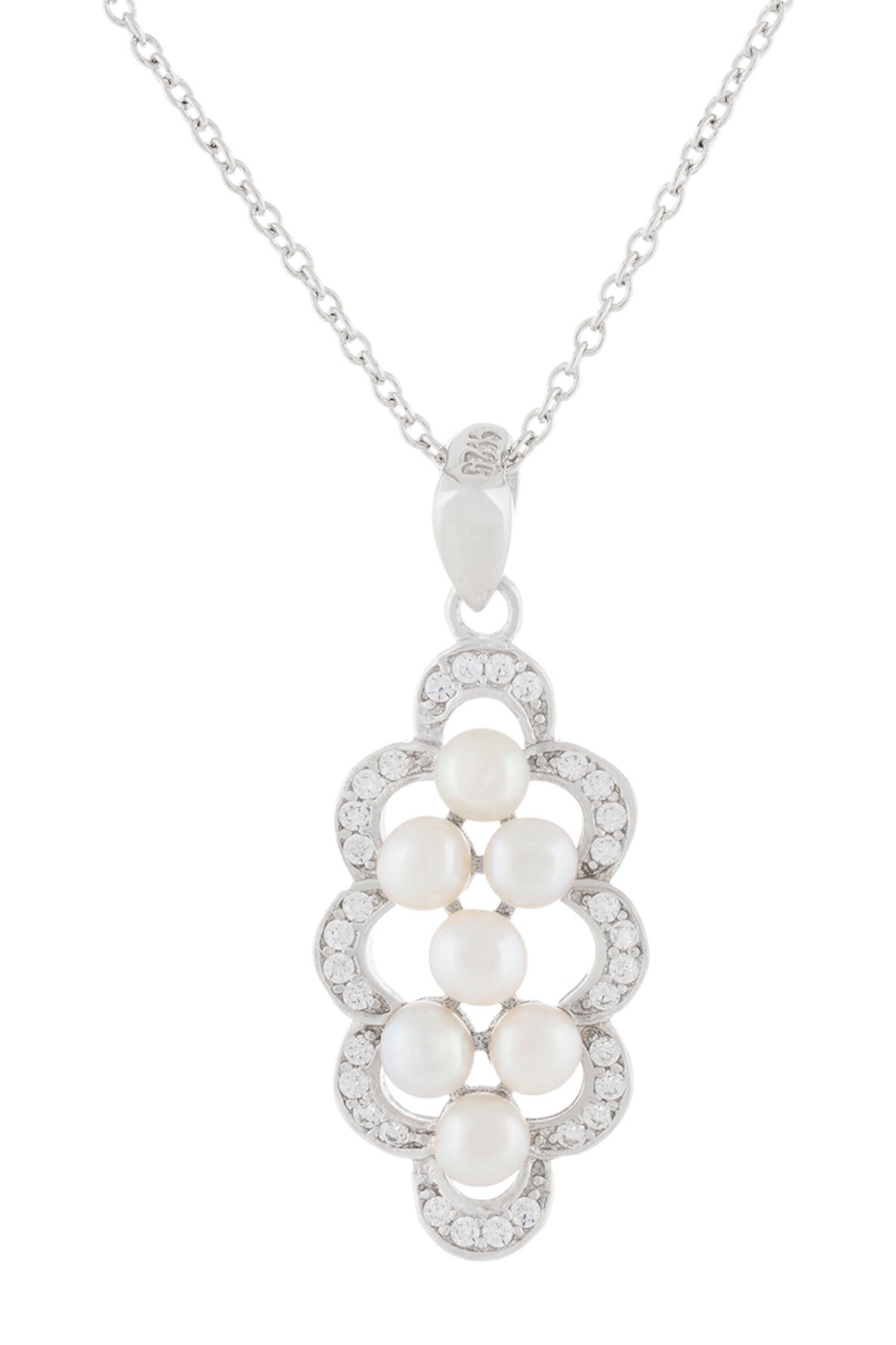 Ожерелье из стерлингового серебра с белым пресноводным жемчугом и серебристым жемчугом 3-4 мм Splendid Pearls