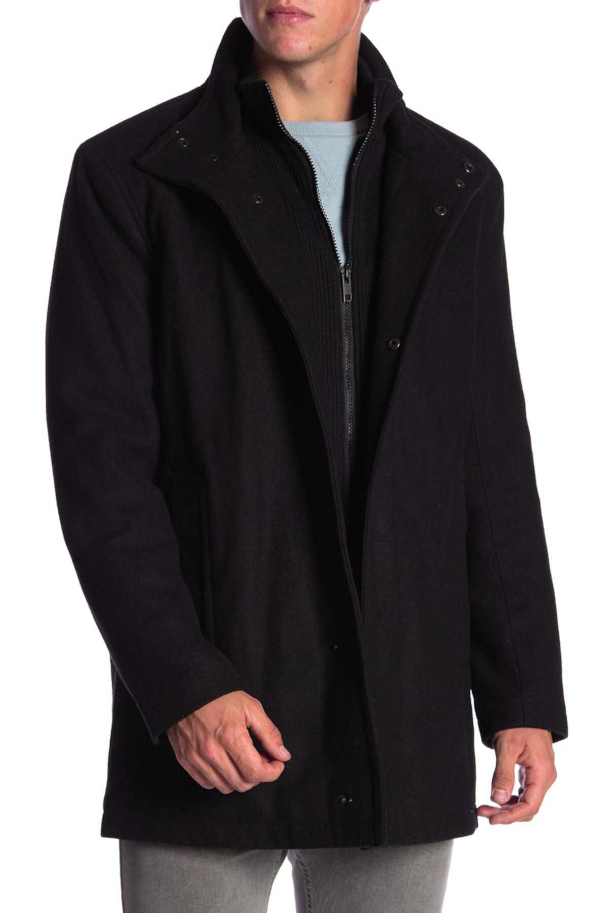 Вязаное пальто с нагрудником в рубчик Coyle Andrew Marc