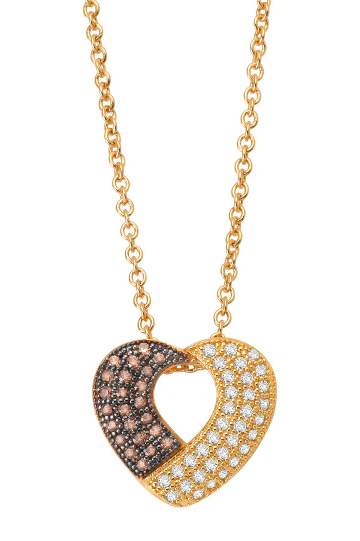 Ожерелье с подвеской в виде открытого сердца с покрытием из 18-каратного золота и черного родия с имитацией бриллианта LaFonn