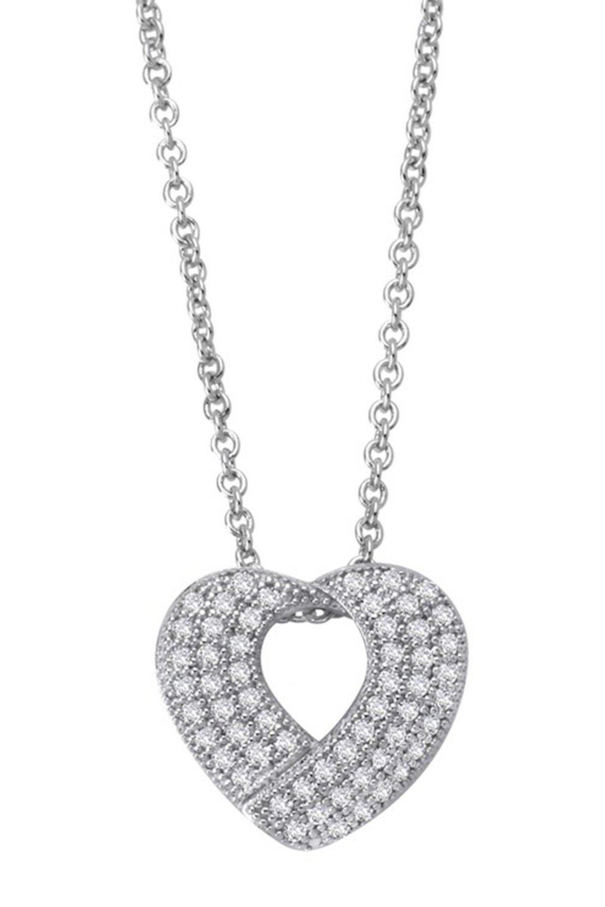 Ожерелье с кулоном в форме сердца из платины поверх стерлингового серебра с имитацией бриллианта с микро паве и открытым сердцем LaFonn