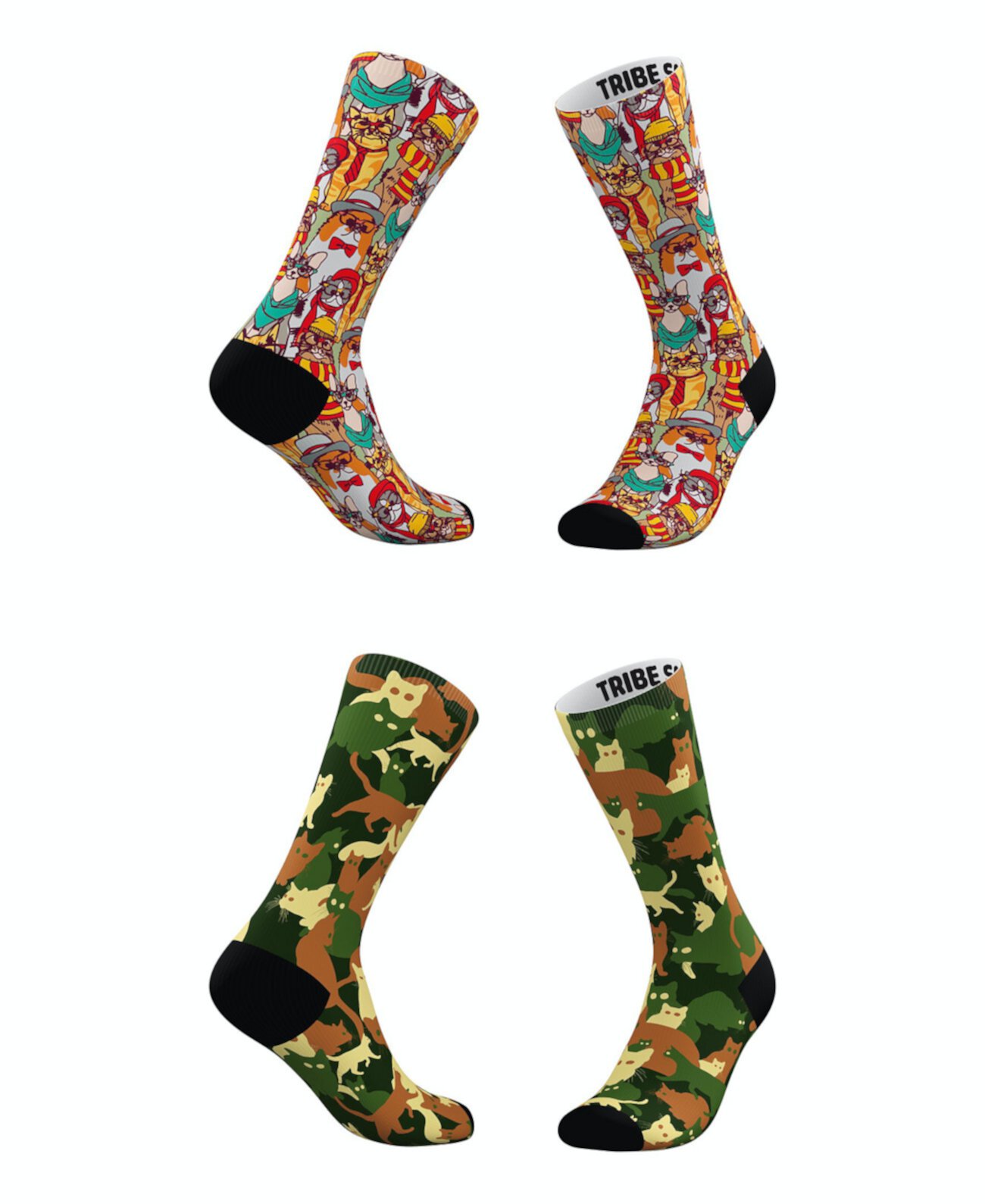 Мужские и женские носки Hipster Cat-Moflage, набор из 2 шт. Tribe Socks