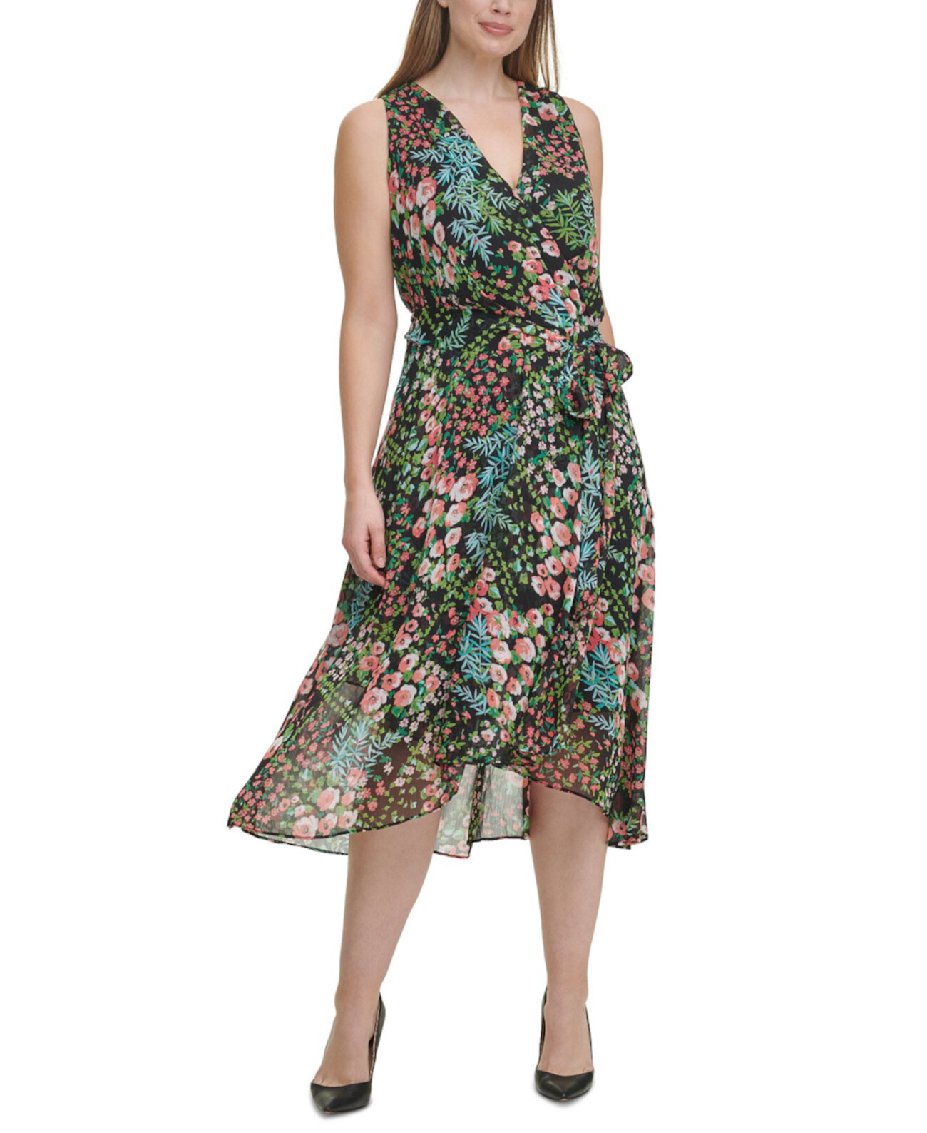 Платье миди из шифона с цветочным рисунком больших размеров Tommy Hilfiger