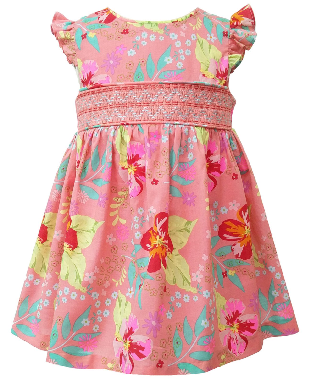 Хлопковое платье с тропическим принтом и развевающимися рукавами для маленьких девочек Bonnie Jean