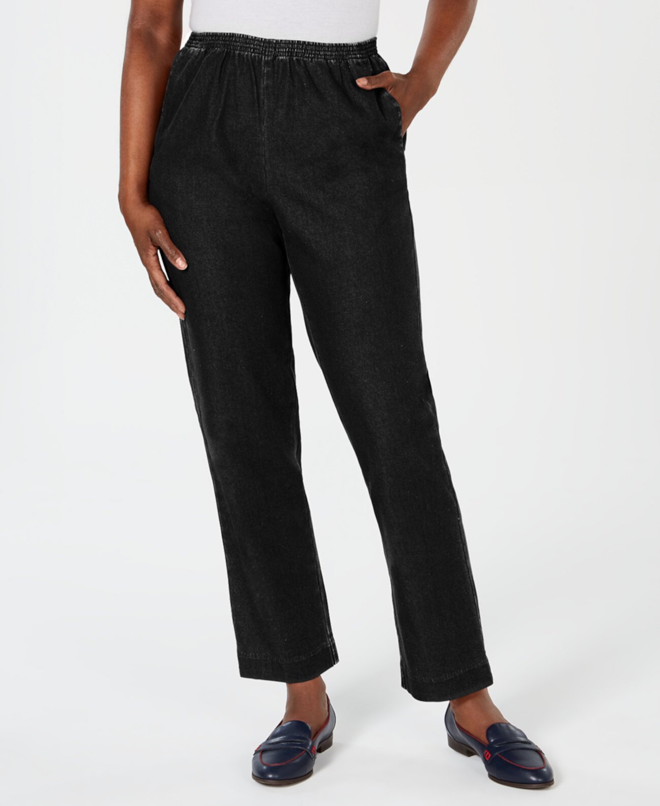 Короткие прямые джинсы Petite без застежки, созданные для Macy's Karen Scott
