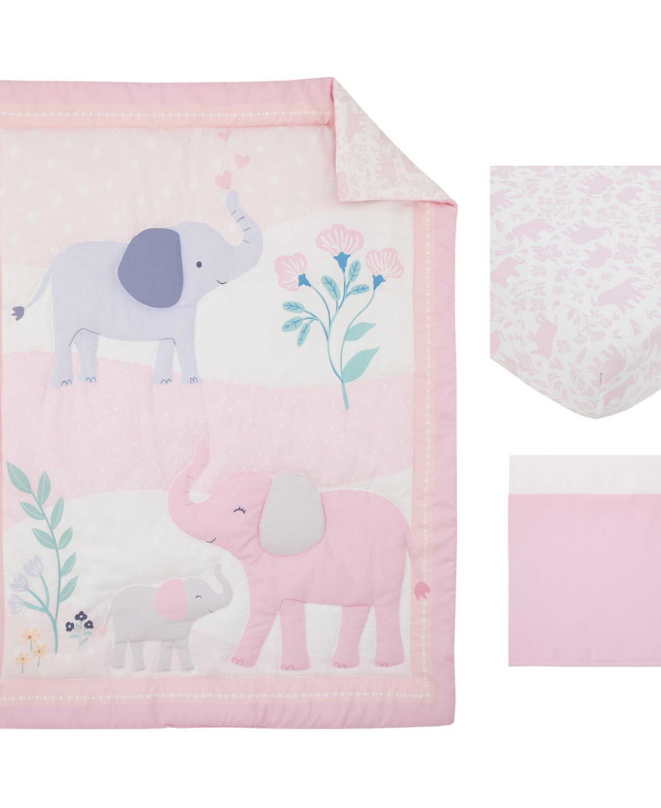 Комплект постельного белья для детской кроватки из 3 предметов Sweet Floral Elephants NoJo