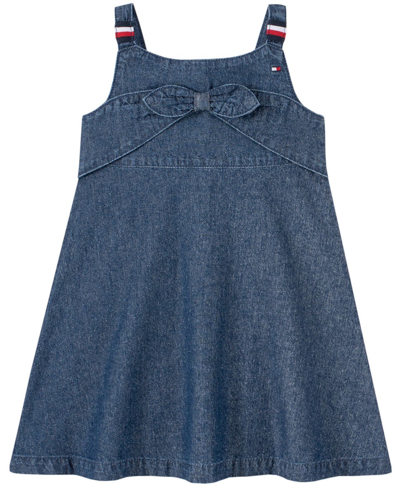 Фирменное джинсовое платье с завязками спереди для девочек Tommy Hilfiger