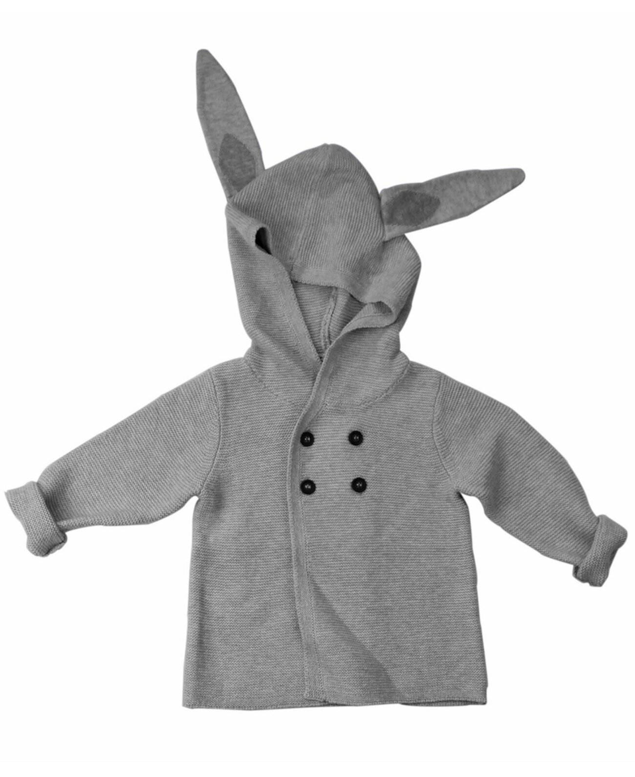 Вязаная куртка с кроликом из органического хлопка для маленьких мальчиков и девочек Earth Baby Outfitters