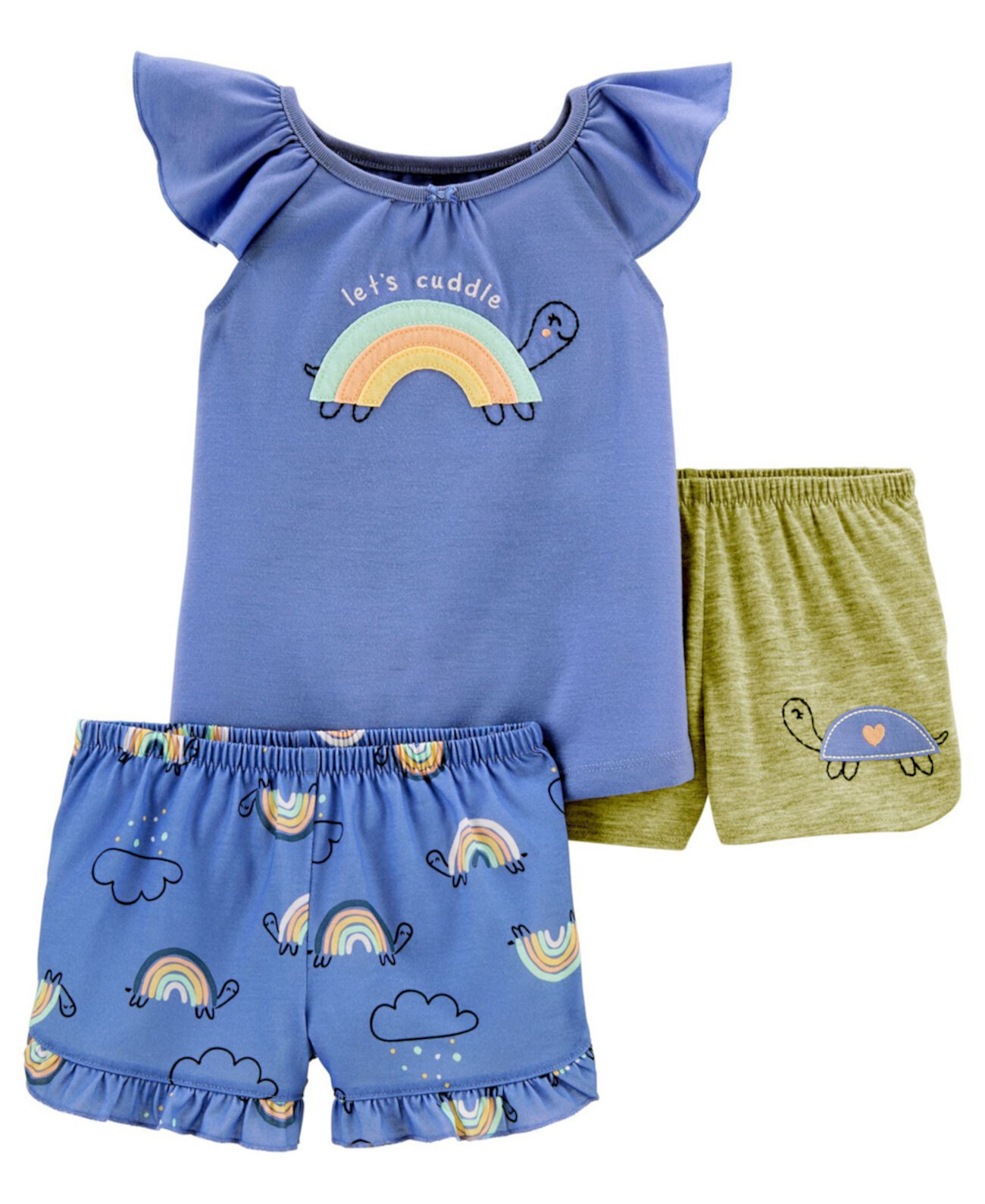 Свободный крой из поли пижамы из 3 предметов радуги для маленьких девочек Carter's