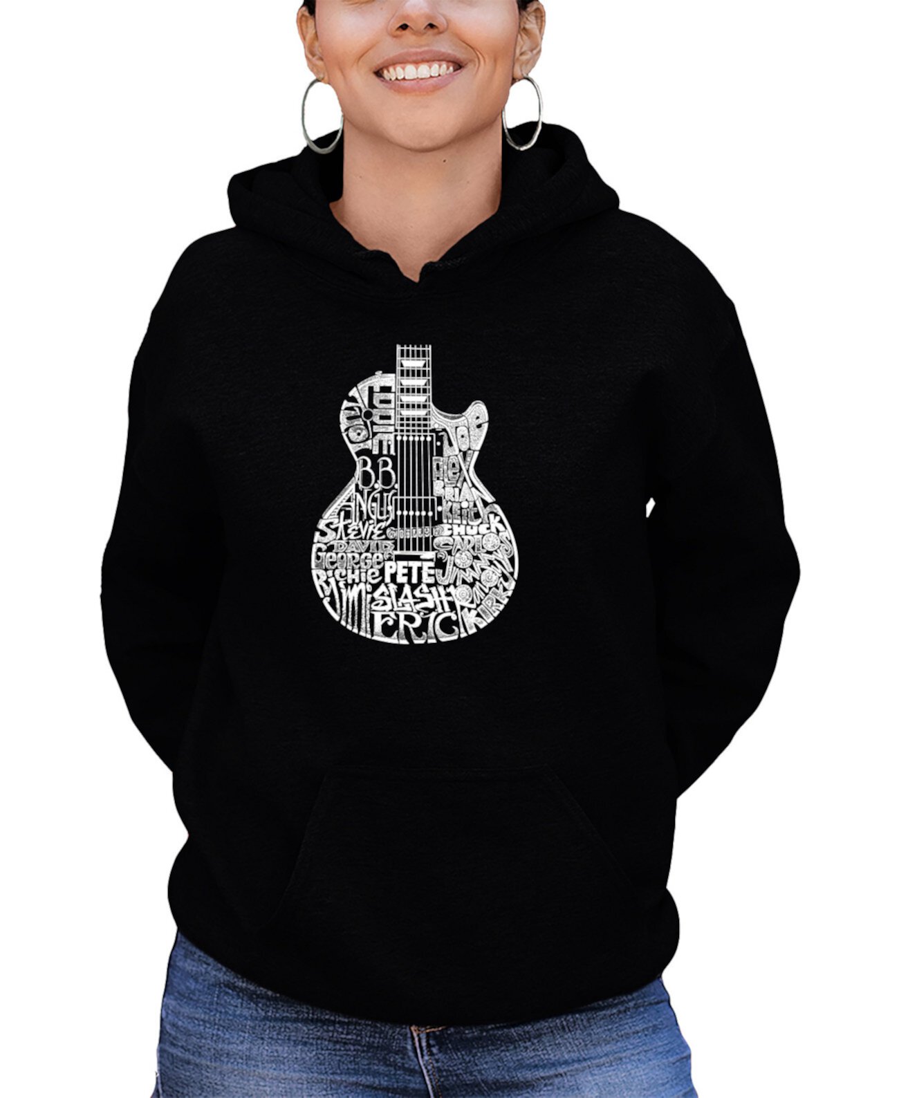 Женская толстовка с капюшоном и головой в стиле рок-гитара Word Art LA Pop Art