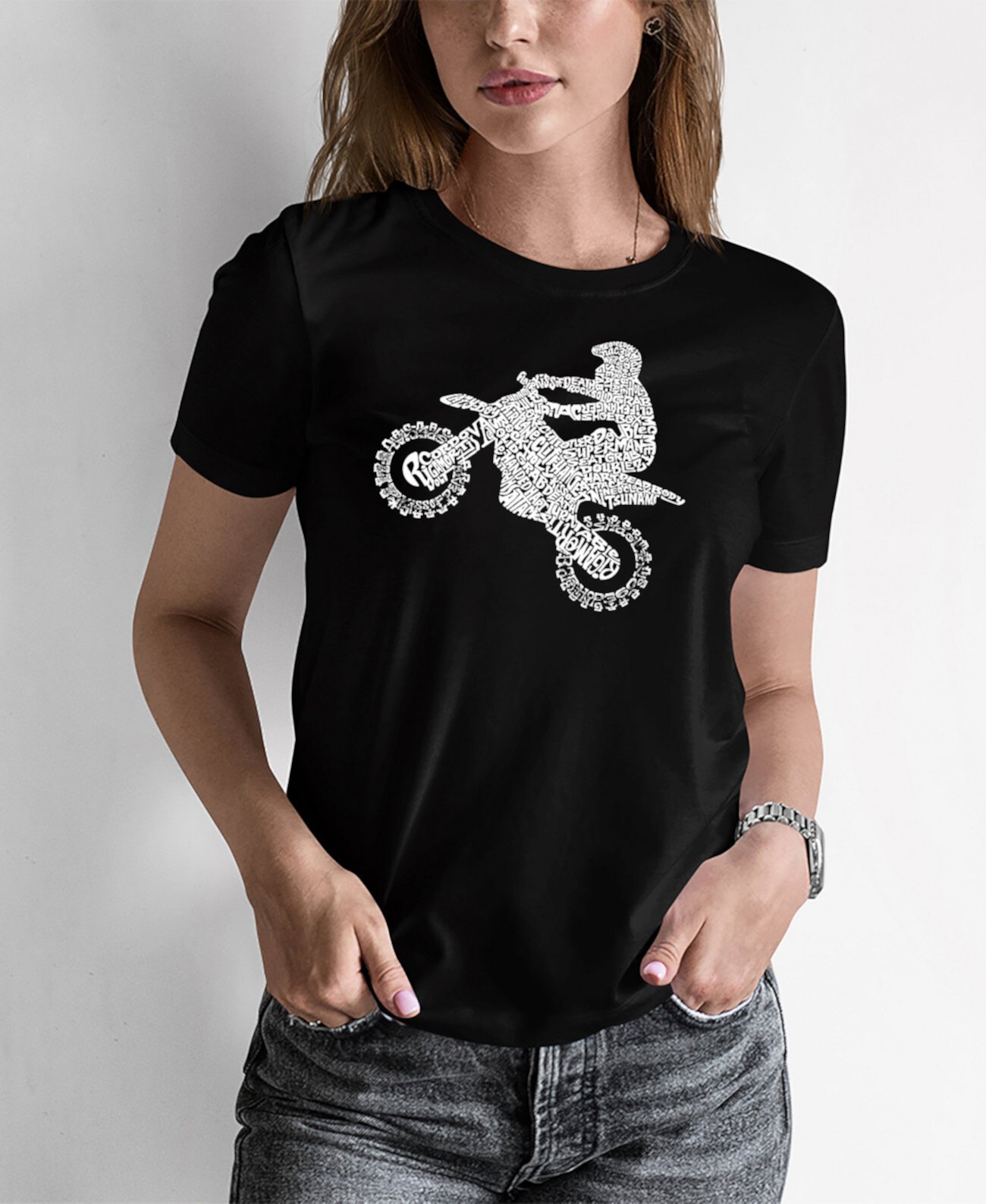 Женская футболка для мотокросса Word Art Freestyle LA Pop Art