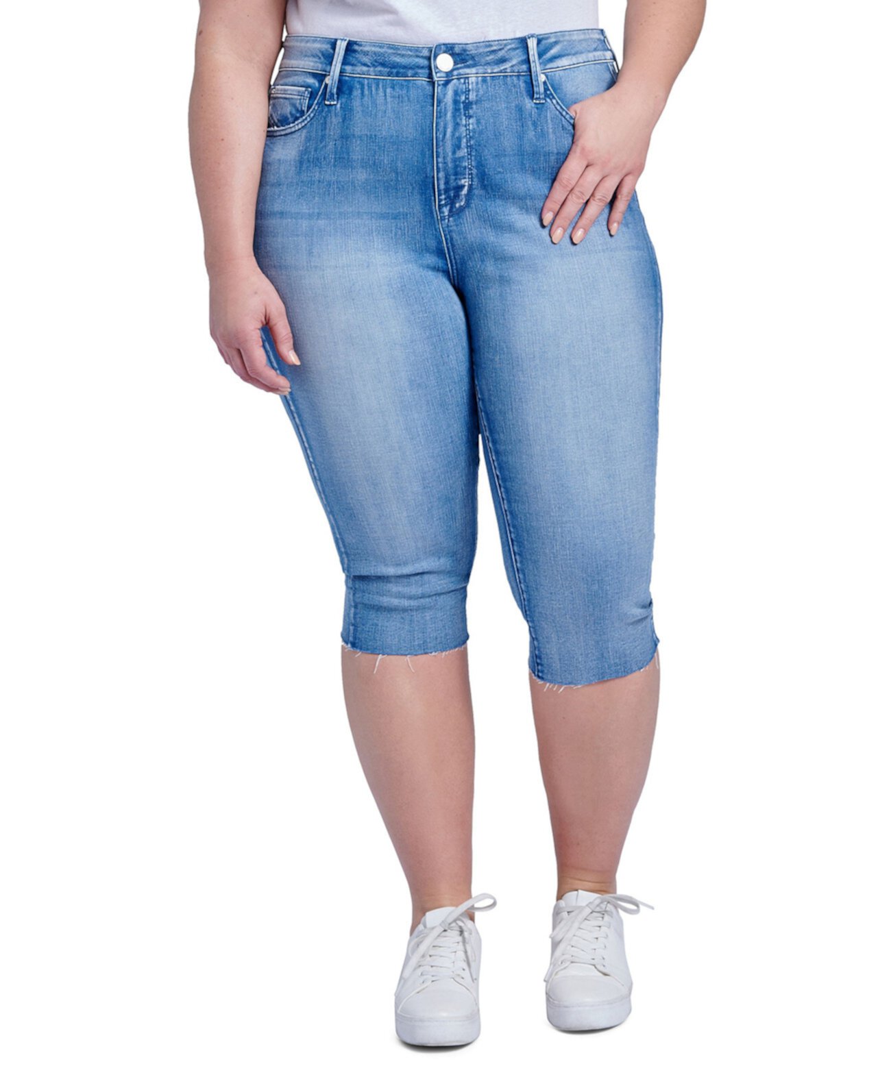 Легкие укороченные джинсы больших размеров с высокой посадкой Seven7