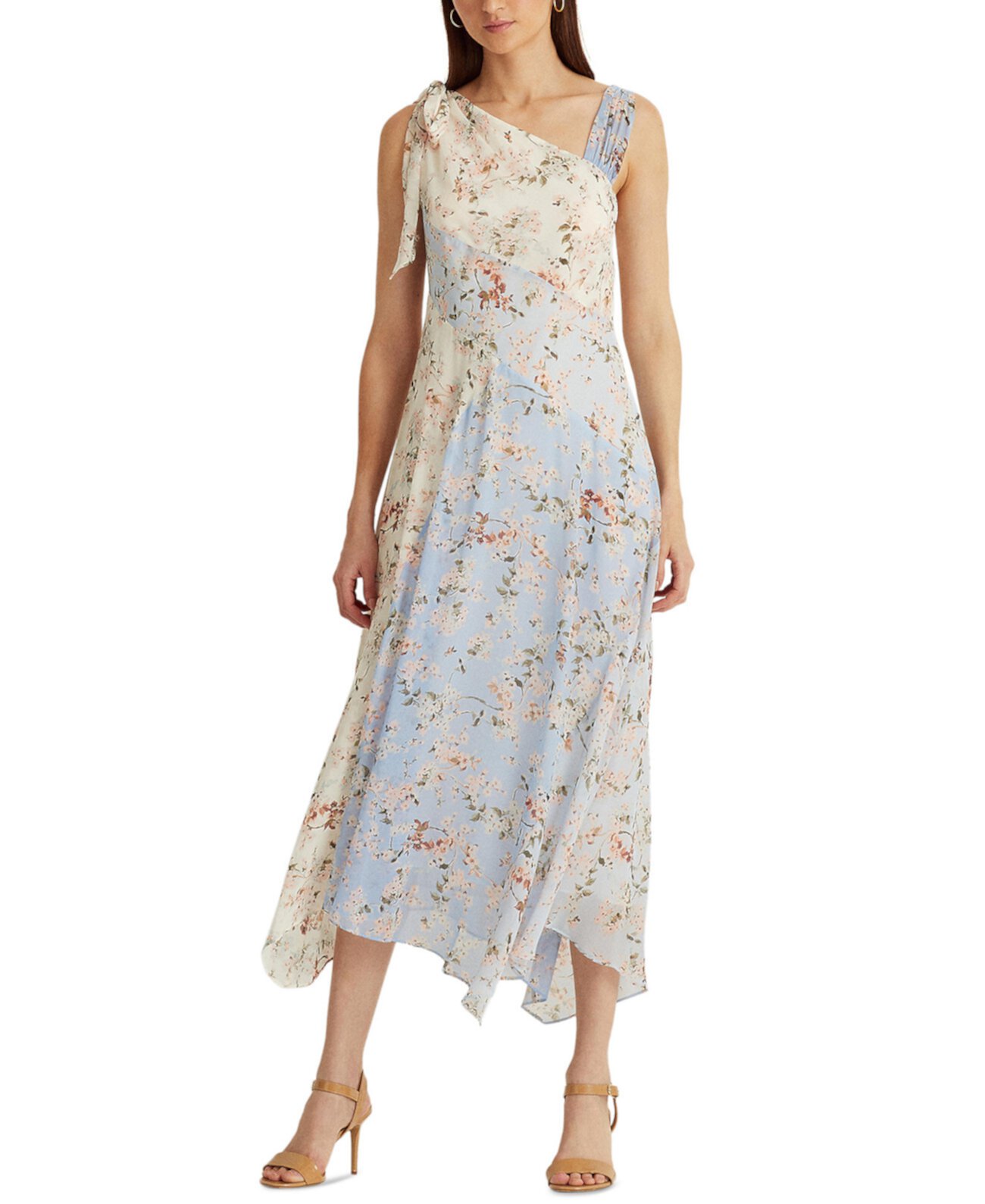Платье из мятого жоржета с цветочным рисунком Ralph Lauren
