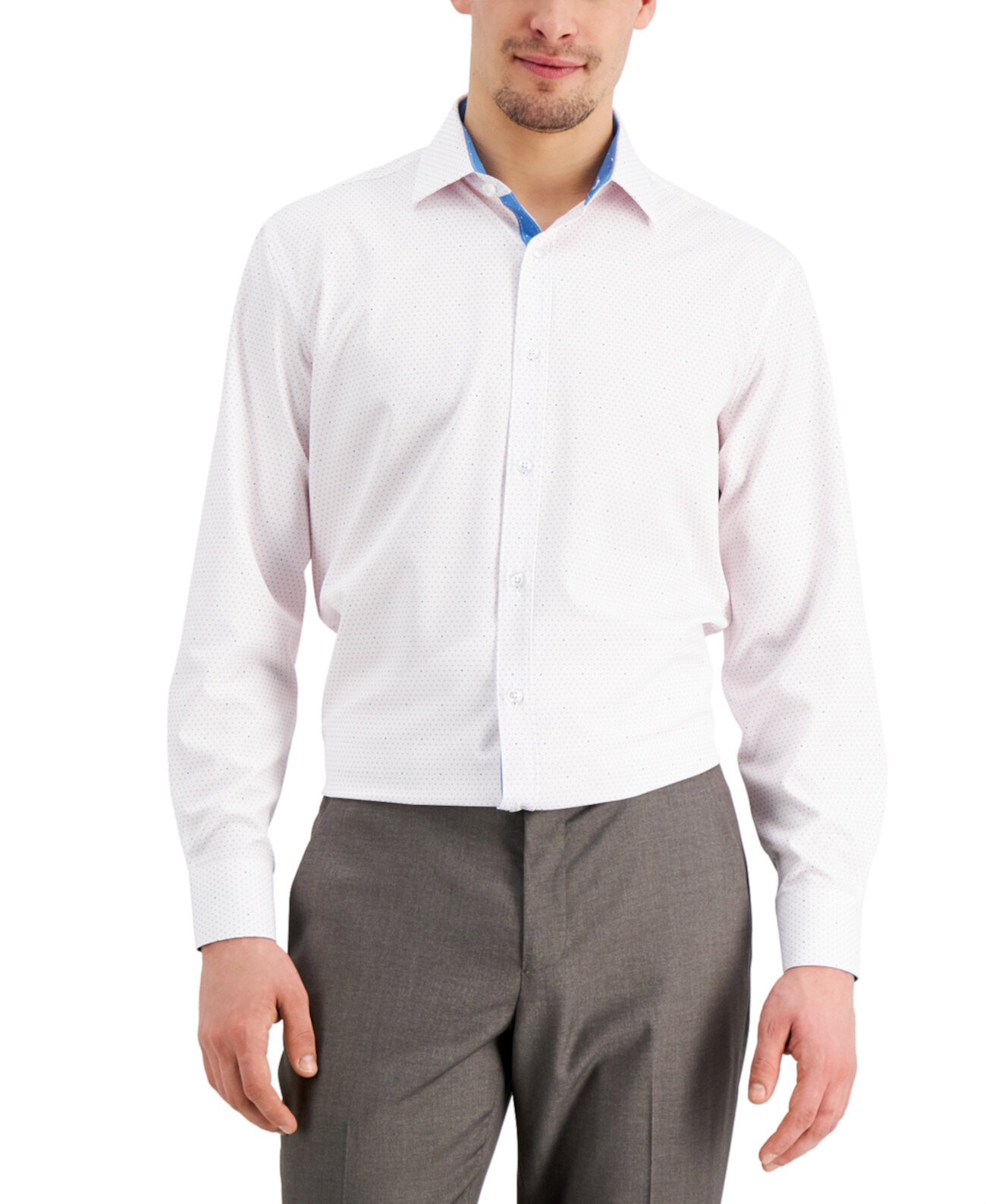 Мужская приталенная классическая рубашка с эластичным точечным принтом без железа и плиссированной маской для лица Tallia