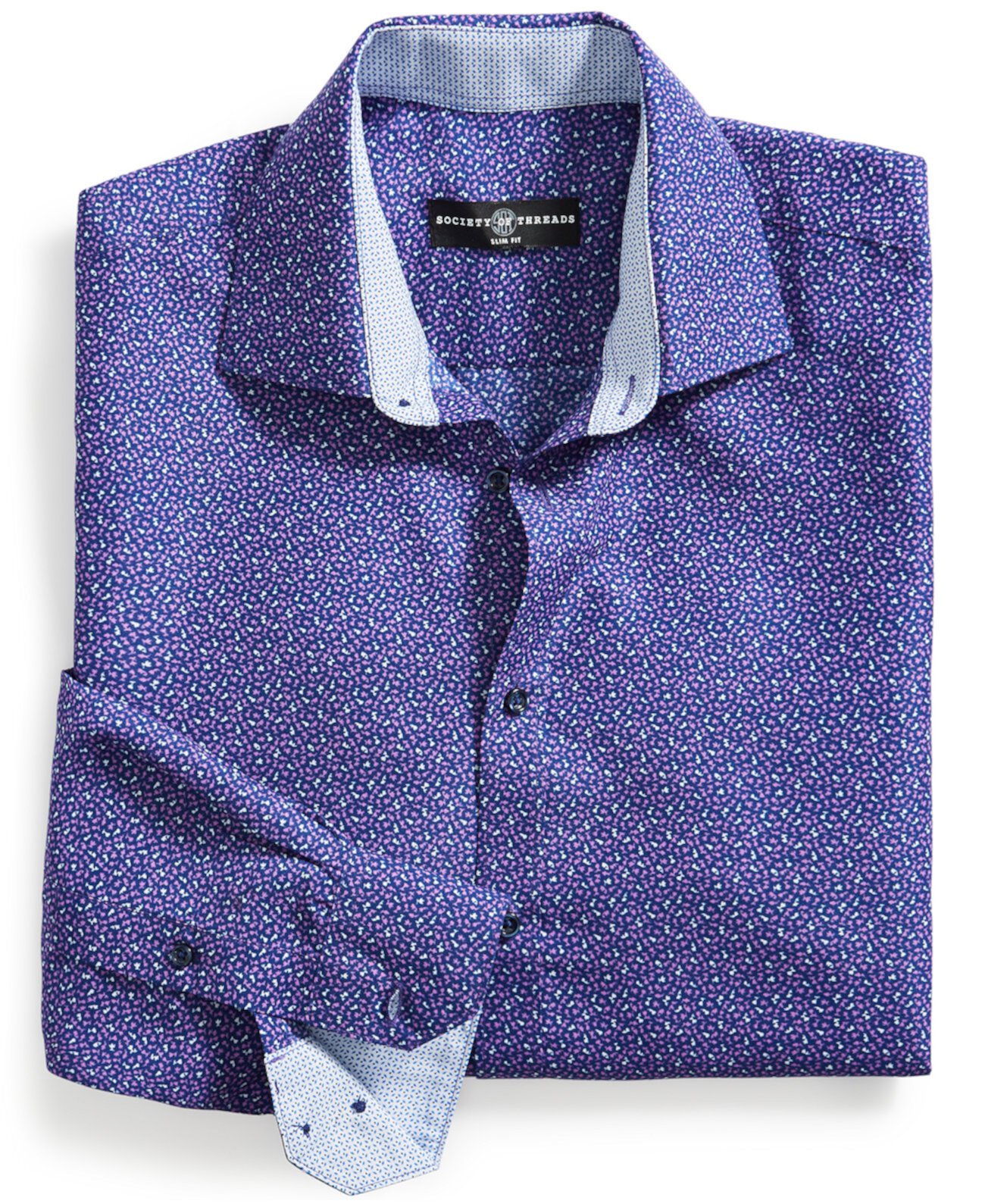 Мужская приталенная классическая рубашка без железа с цветочным принтом и плиссированной маской для лица Society of Threads