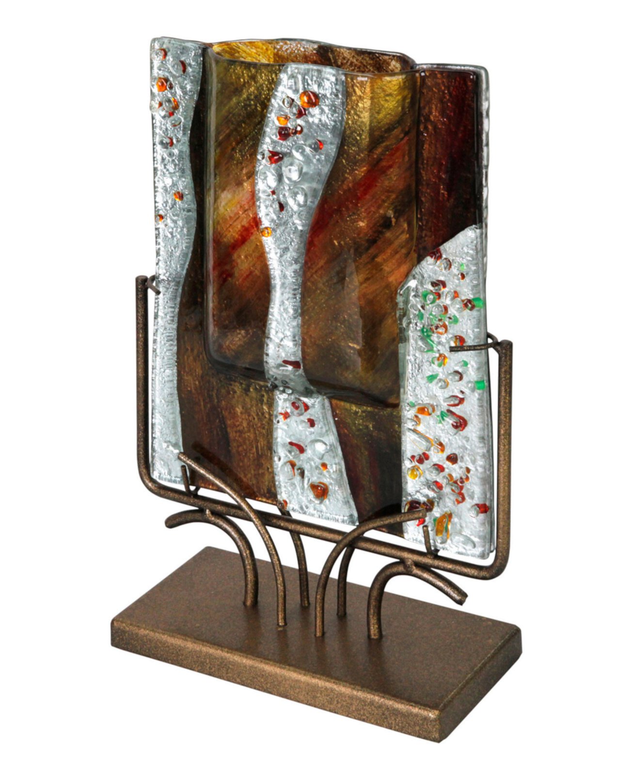 Подставка для прямоугольной вазы размером 9 x 13 дюймов с золотым поцелуем Jasmine Art Glass