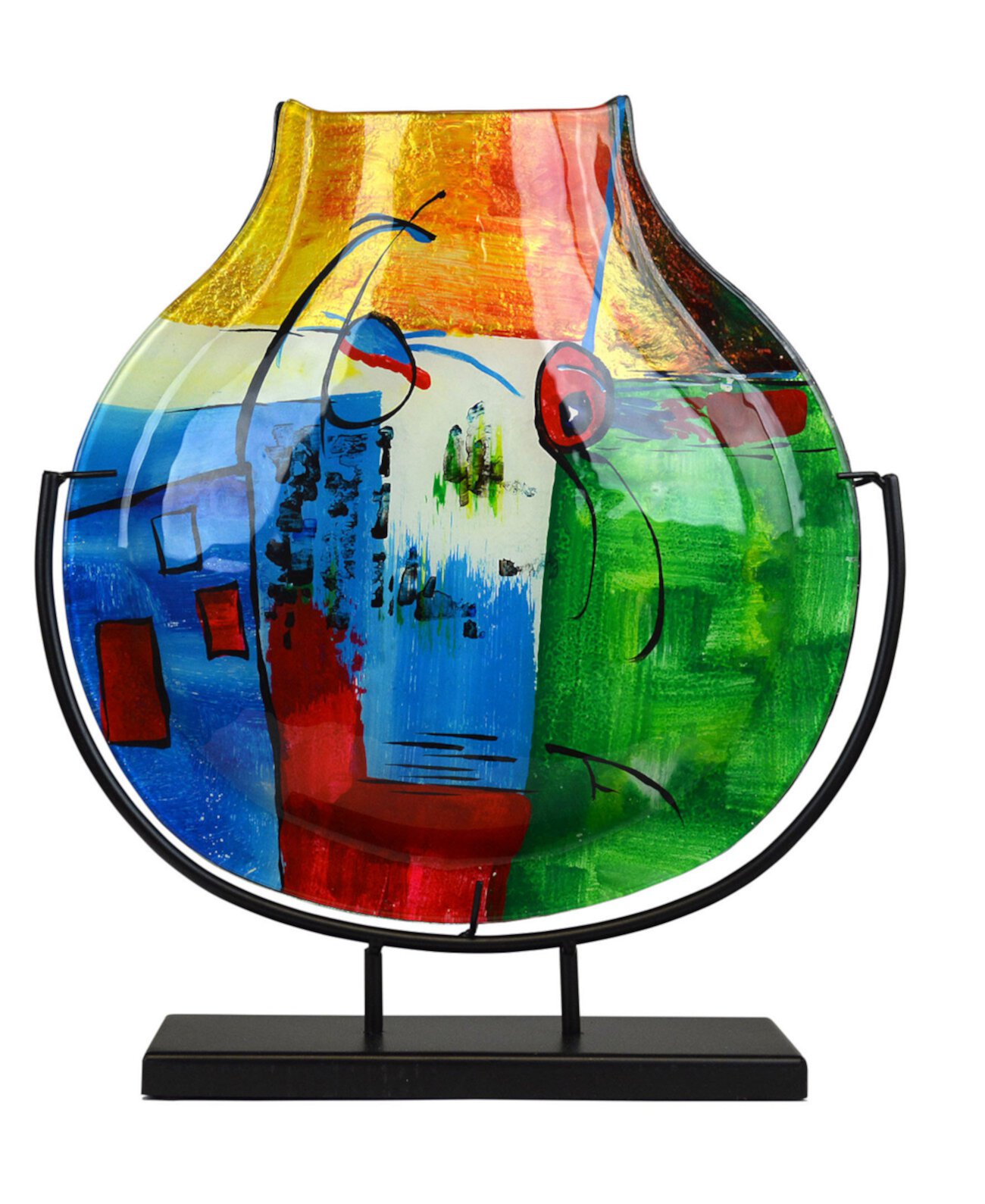 15,5-дюймовая ваза-капля с металлической подставкой Jasmine Art Glass