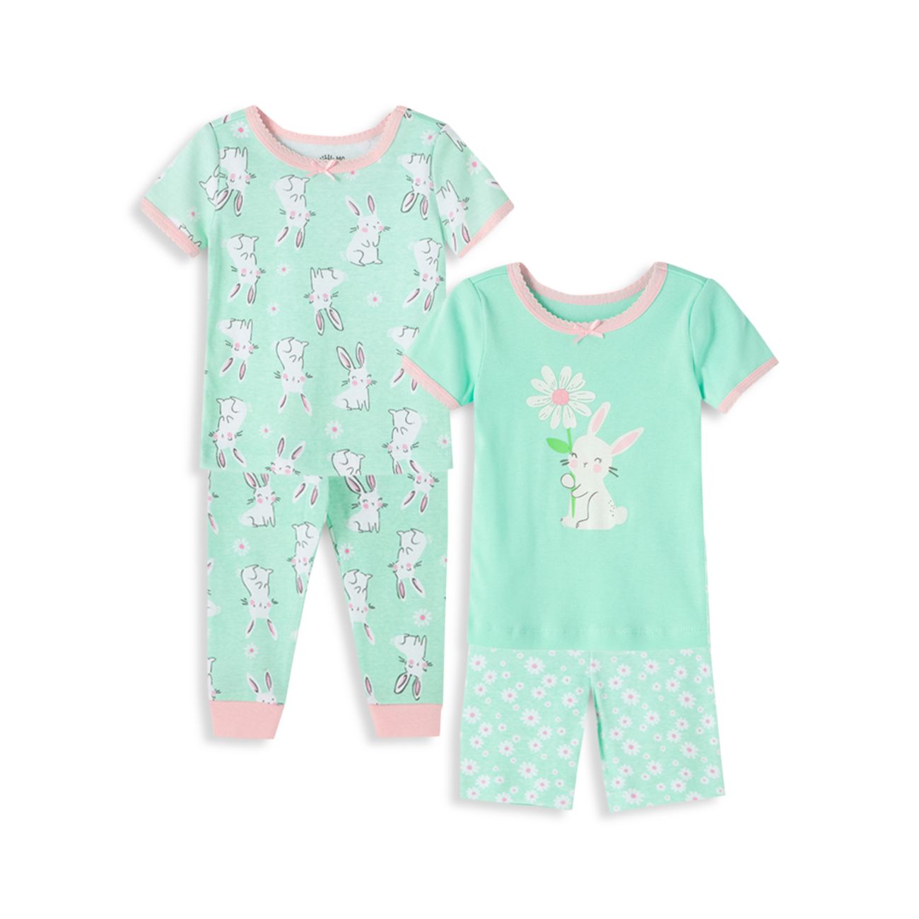 Комплект из хлопковой пижамы из 4 предметов с кроликом для маленьких девочек Little Me