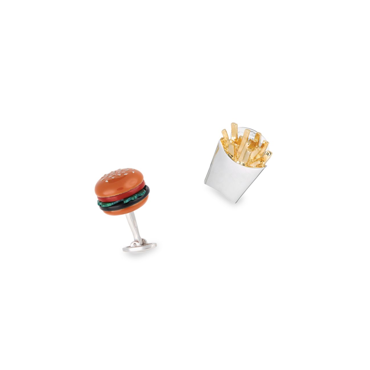 24K Gold Vermeil, Sterling Silver и Multi-Stone Burger & amp; Запонки French Fry Jan Leslie