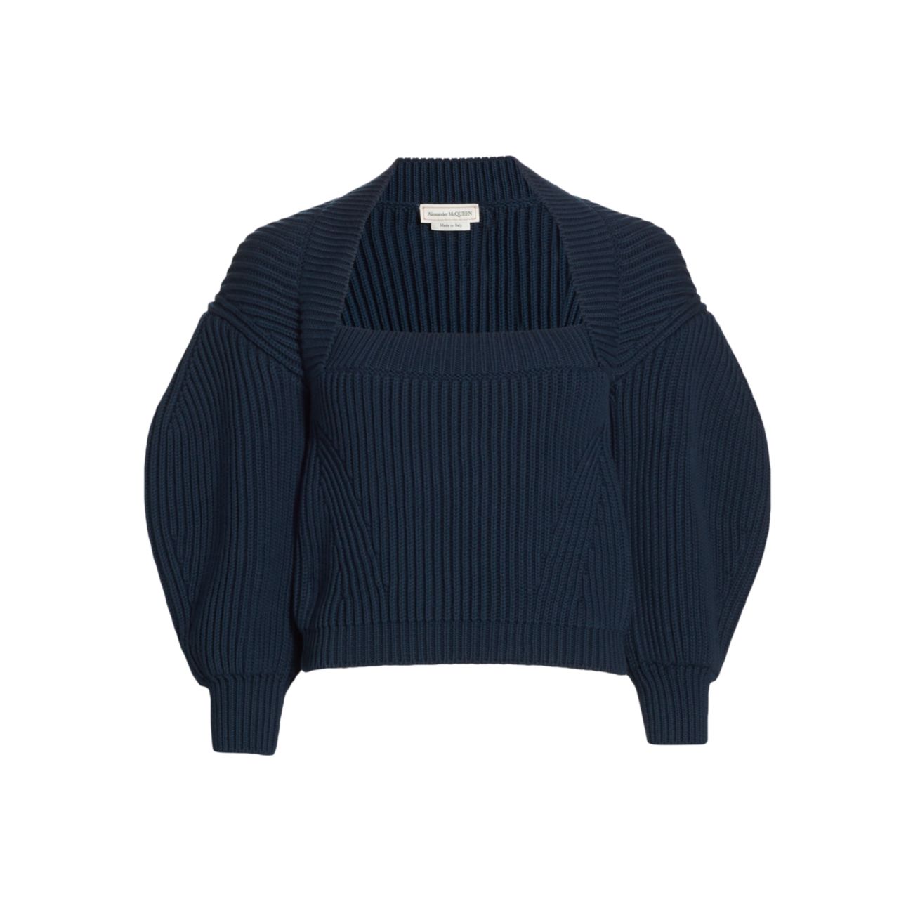 Пуловер с объемными рукавами и квадратным вырезом Alexander McQueen