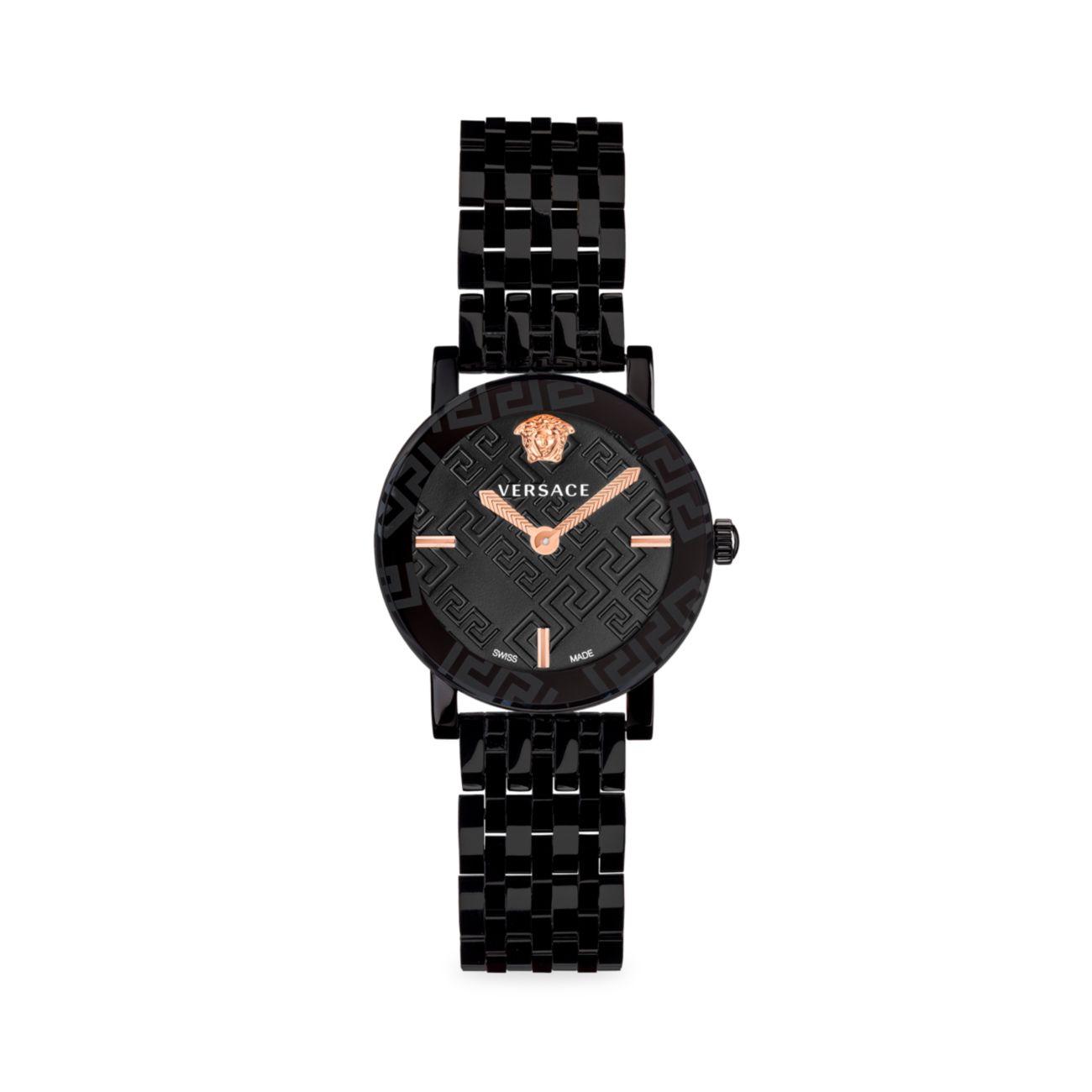 Часы с браслетом из нержавеющей стали Greca Glass IP Blacktone Versace