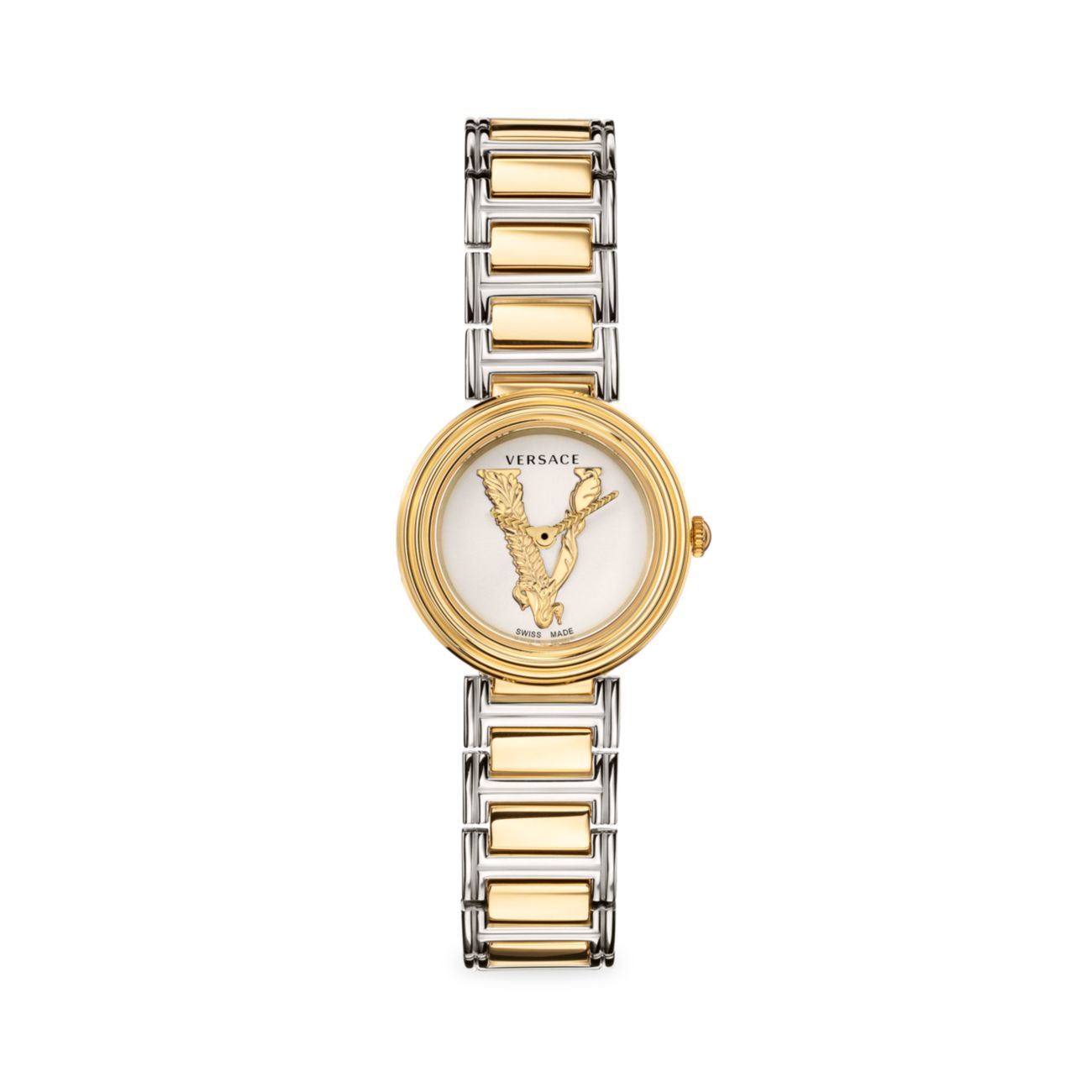 Двухцветные часы с браслетом из нержавеющей стали Virtus Mini Versace