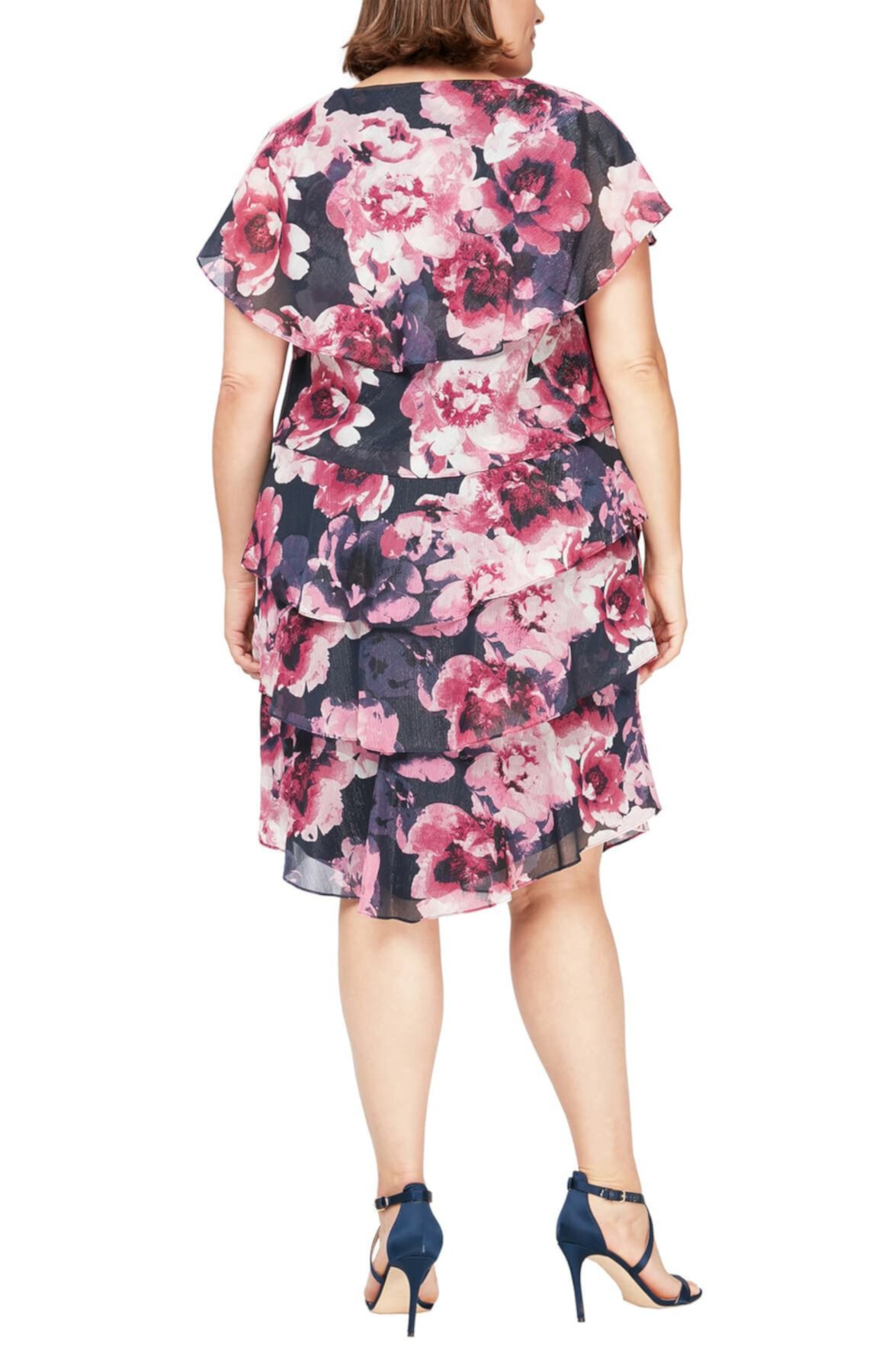 Многоярусное платье с цветочным принтом (большие размеры) SLNY