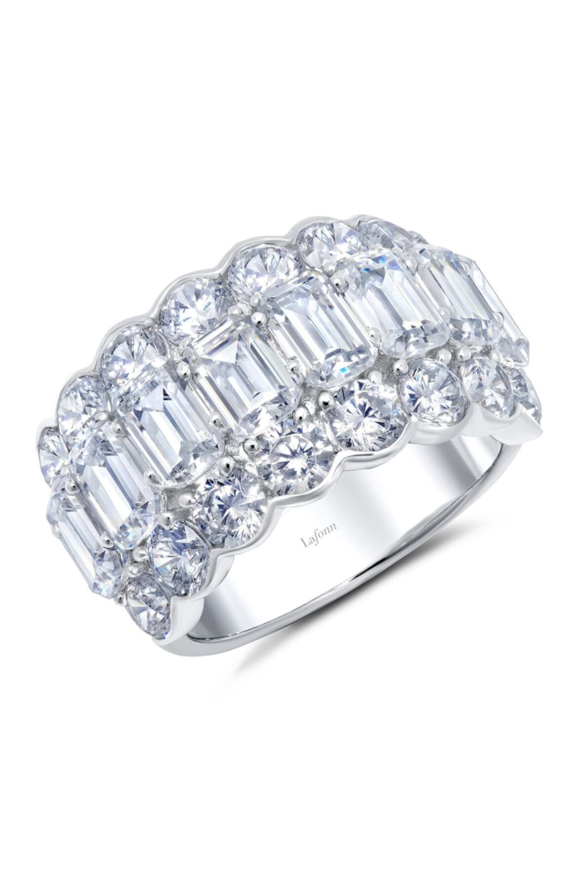 Сигарное кольцо из стерлингового серебра с платиновым покрытием и имитацией бриллианта огранки изумруд LaFonn