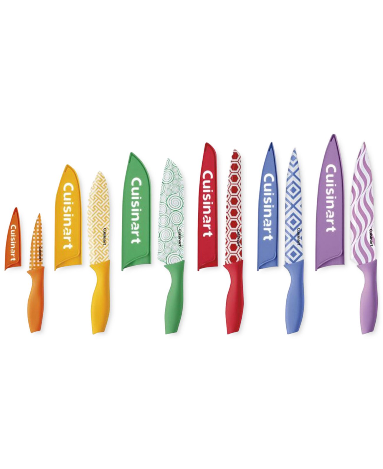 Преимущество 12-Шт. Набор ножей с принтом и цветовой кодировкой с защитными щитками для лезвий Cuisinart