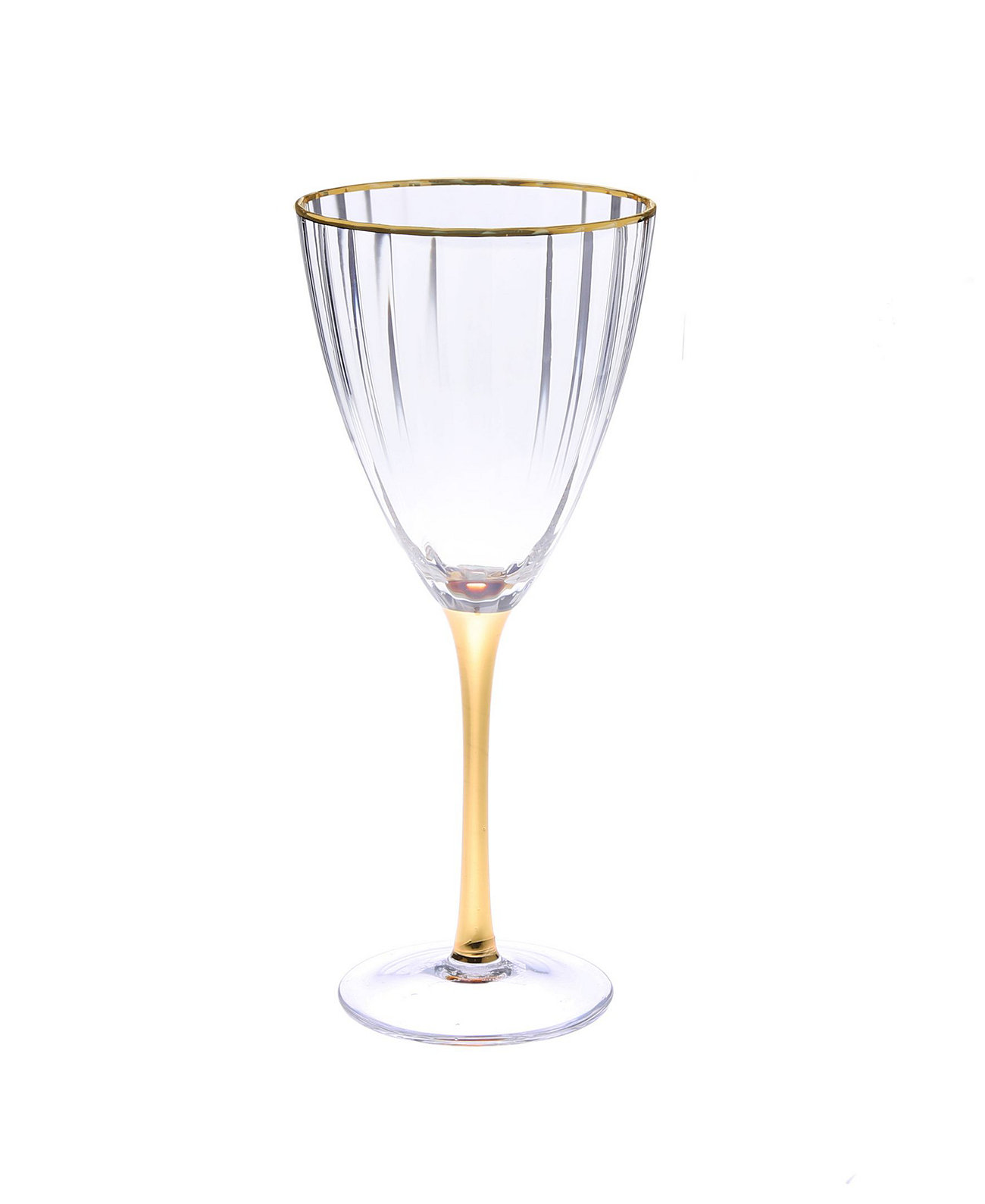 Набор из 6 текстурных стаканов для воды с прямыми линиями, ножкой и ободком яркого золотого тона Classic Touch