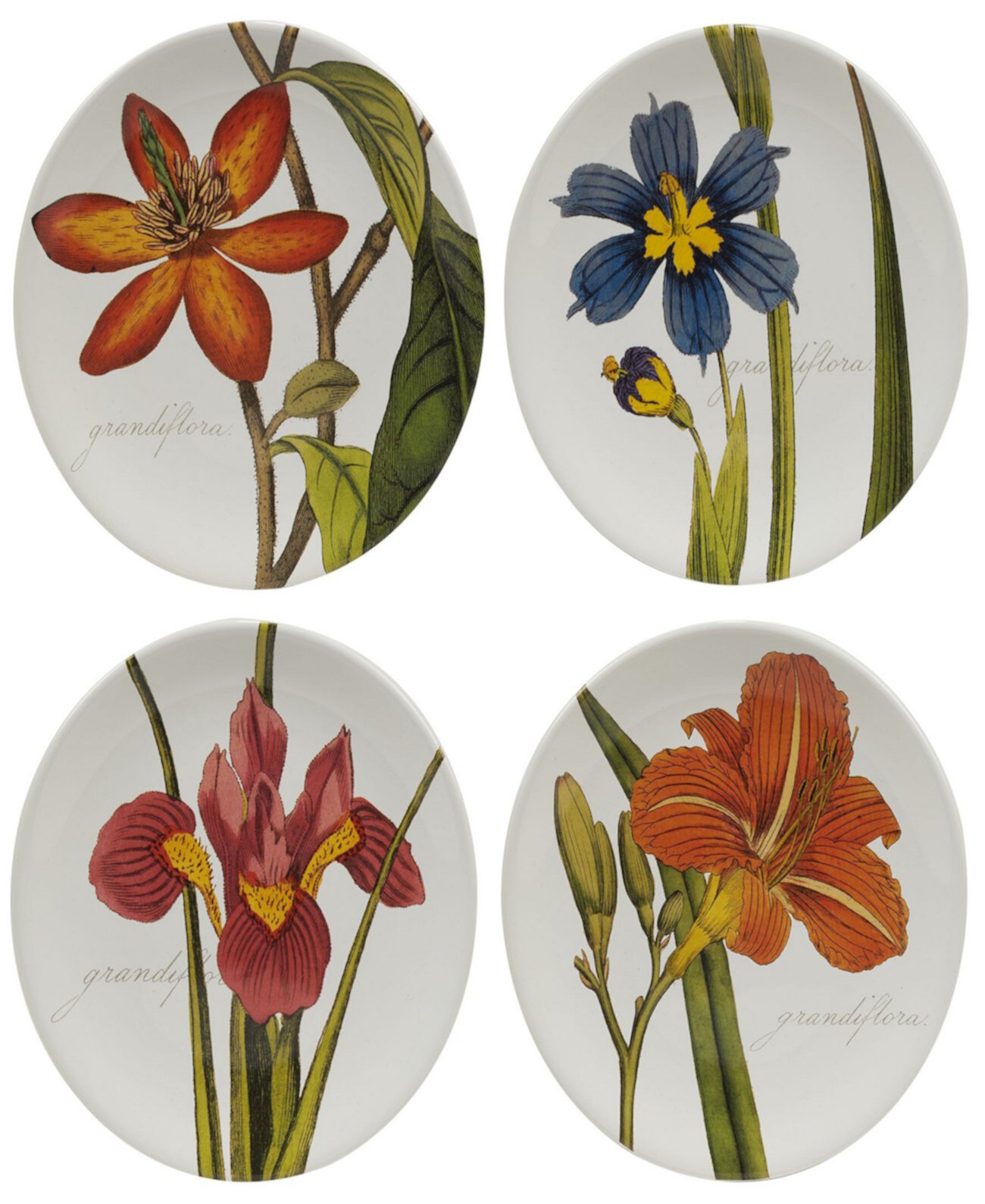 Ботанический цветочный набор из 4 тарелок для салатов Certified International