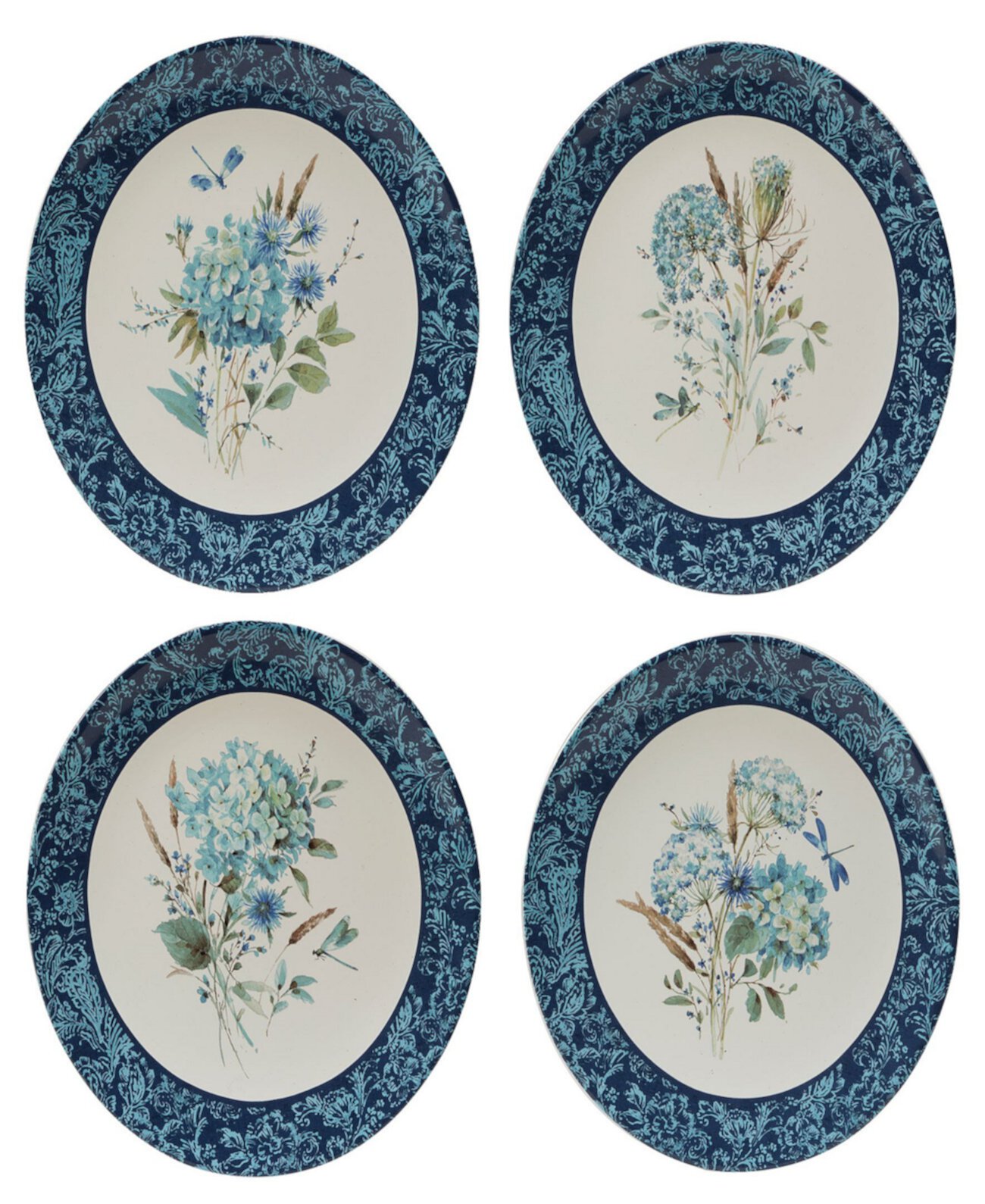 Богемский синий набор из 4 тарелок Certified International