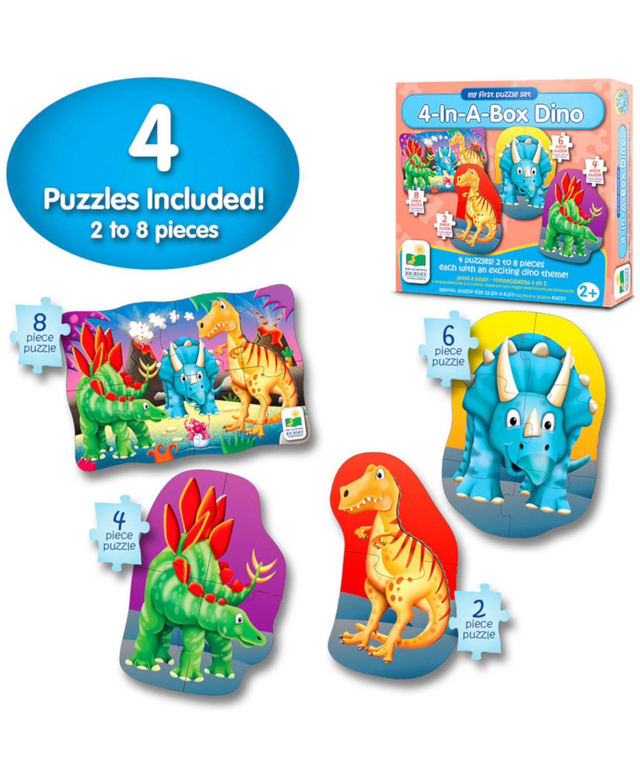 Моя первая головоломка состоит из 4 пазлов в коробке - Динозавр - Игрушка-динозавр The Learning Journey