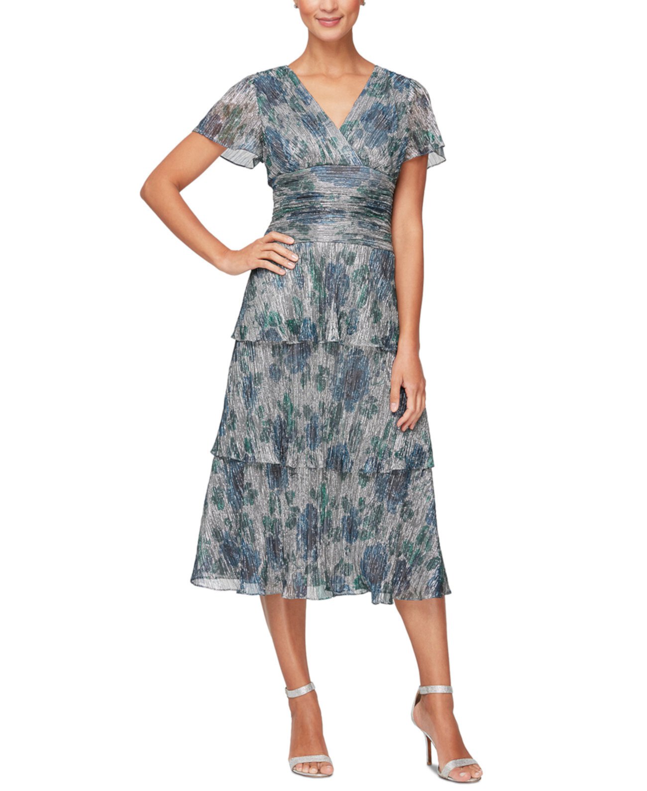 Текстурированное многоярусное платье с мерцающим эффектом SL Fashions