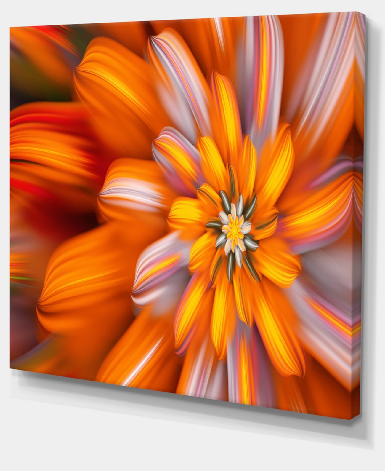 Художественный принт на холсте с цветочным рисунком «Массивный оранжевый фрактальный цветок» Designart - 20 "X 12" Design Art